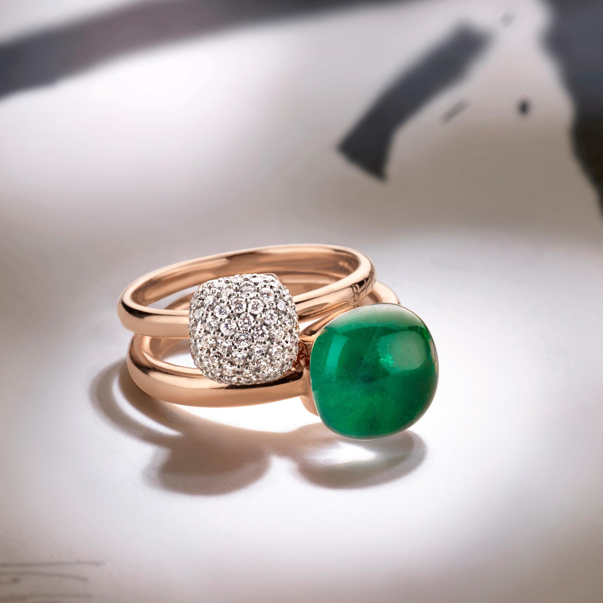 For Sale:  Emerald and Rock Crystal Ring in 18kt Rose Gold by BIGLI 4