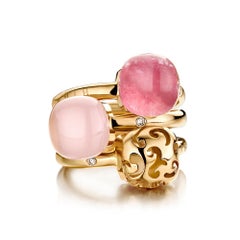 Bague en or rose 18 carats, rubis et cristal de roche par BIGLI