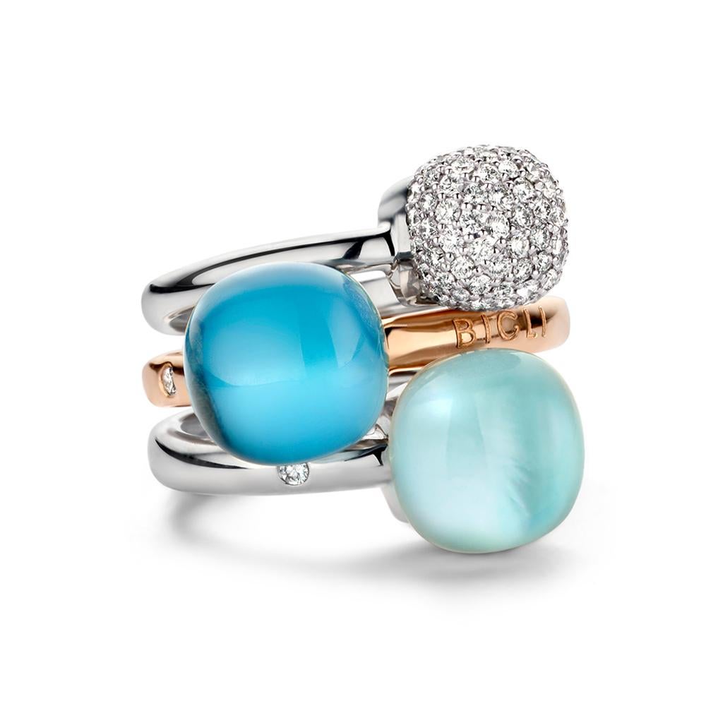 For Sale:  Turquoise and Rock Crystal Ring in 18kt Rose Gold by BIGLI 3