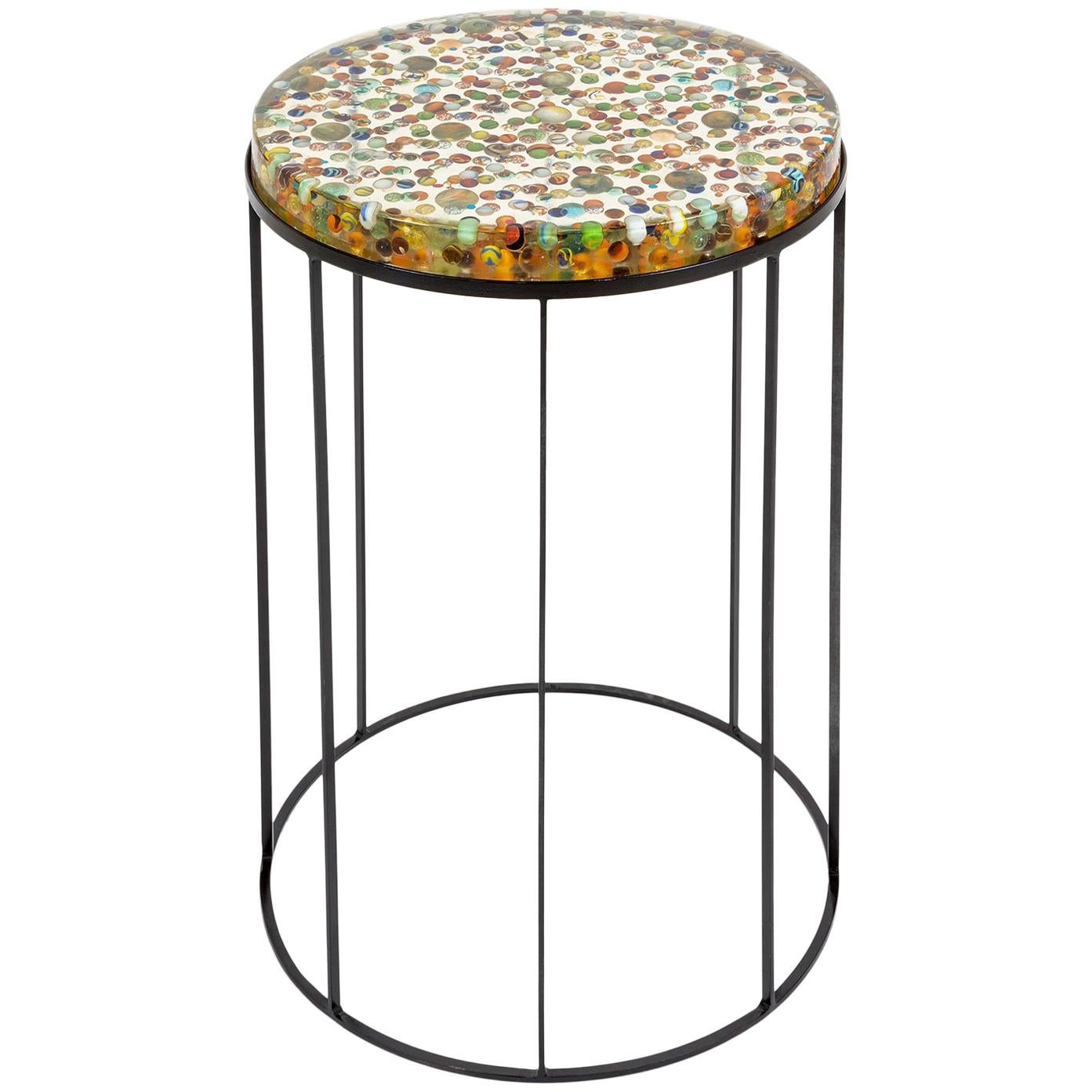 Biglie Side Table in Multicolor Resin and Metal by Emanuela Crotti