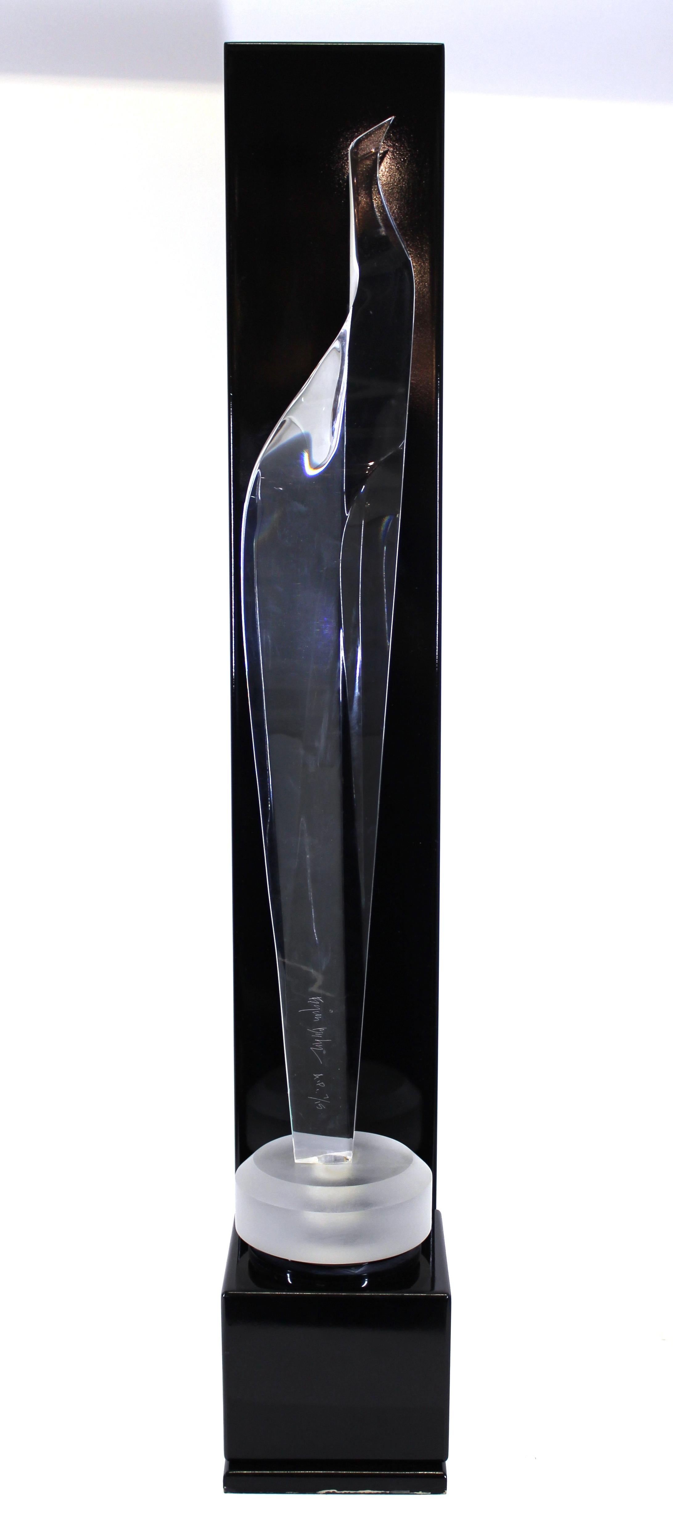 20th Century Bijan Bahar Modern Abstract Acrylic Sculpture on Lacquered Display Stand For Sale