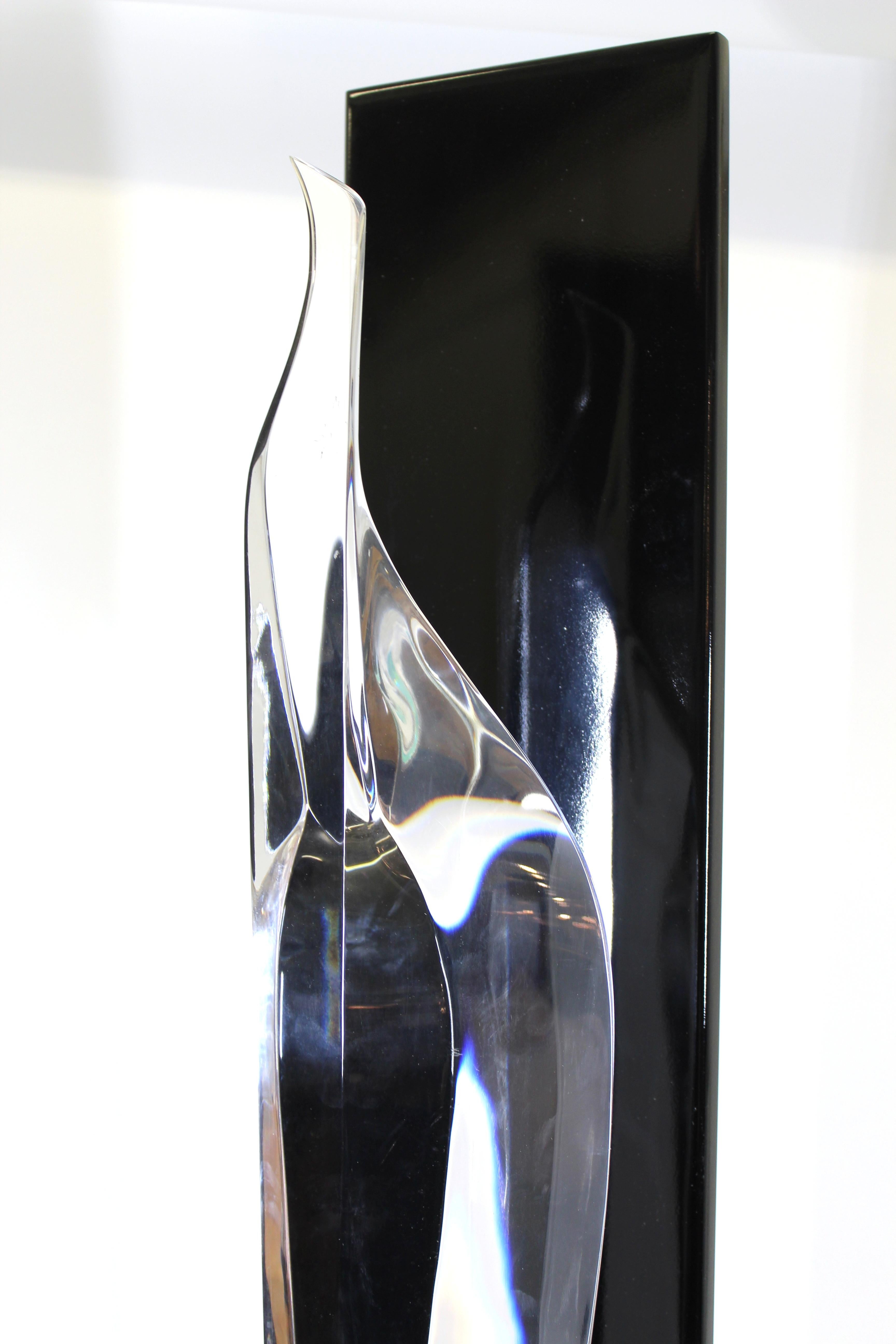 Bijan Bahar Modern Abstract Acrylic Sculpture on Lacquered Display Stand For Sale 4