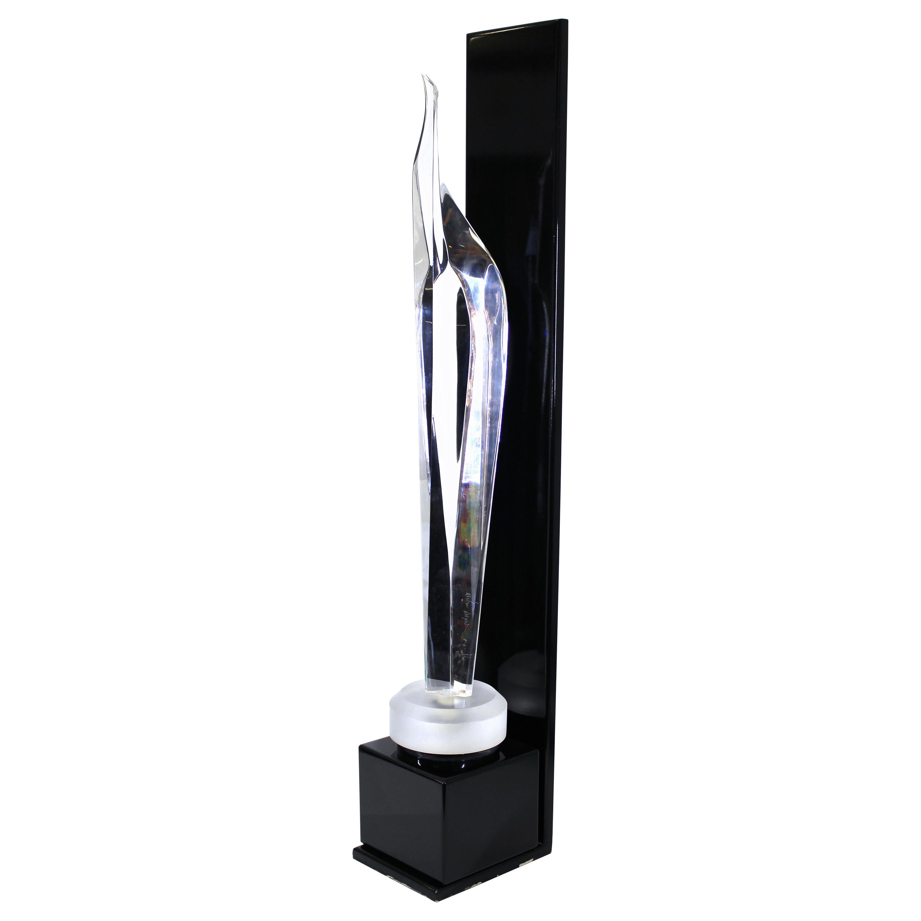 Bijan Bahar Modern Abstract Acrylic Sculpture on Lacquered Display Stand