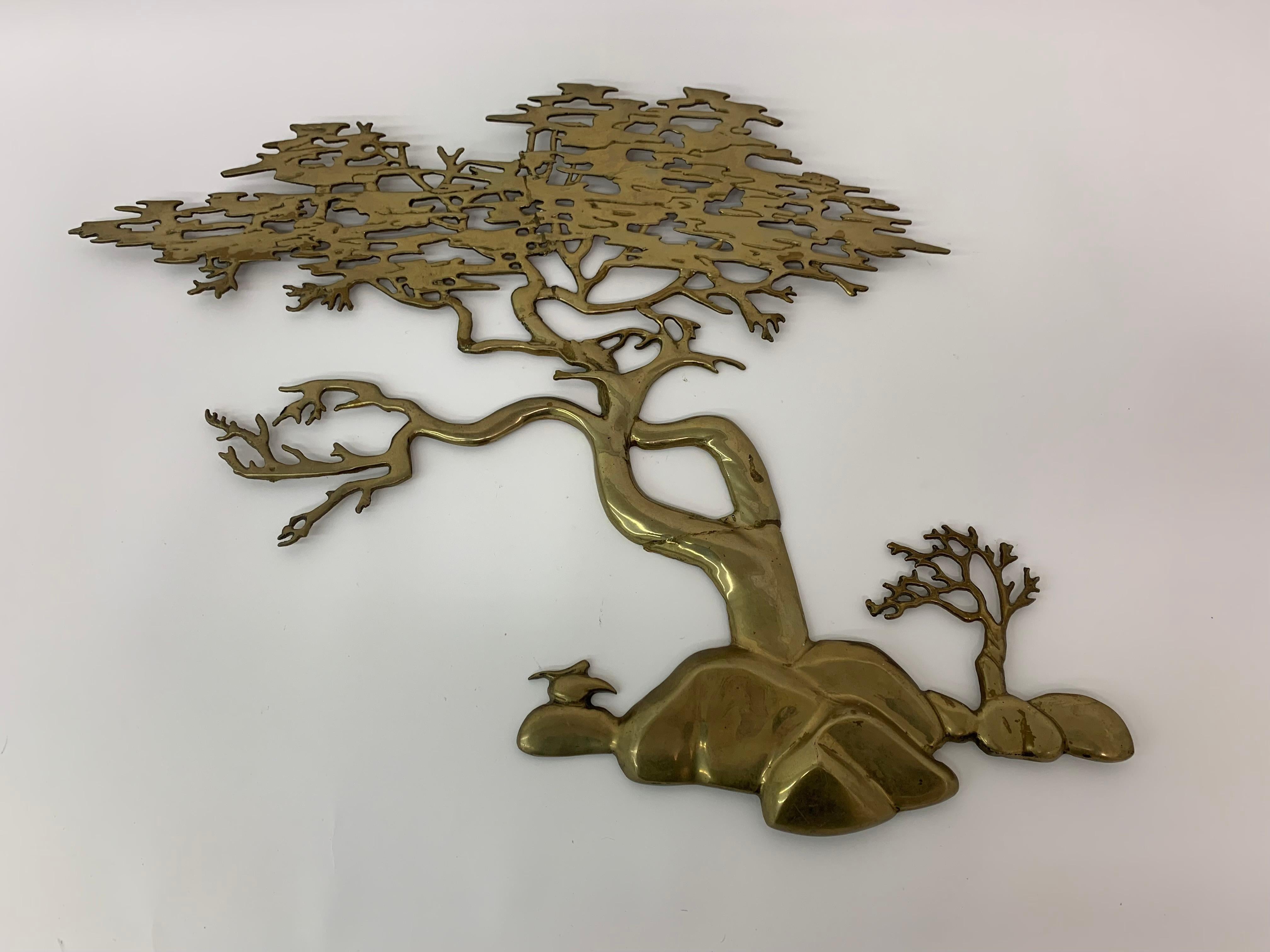 Bijan brass bonsai tree wall sculpture, 1970’s

Dimensions: 55cm H, 75cm W, 3cm D
Period: 1970’s
Condition: Good