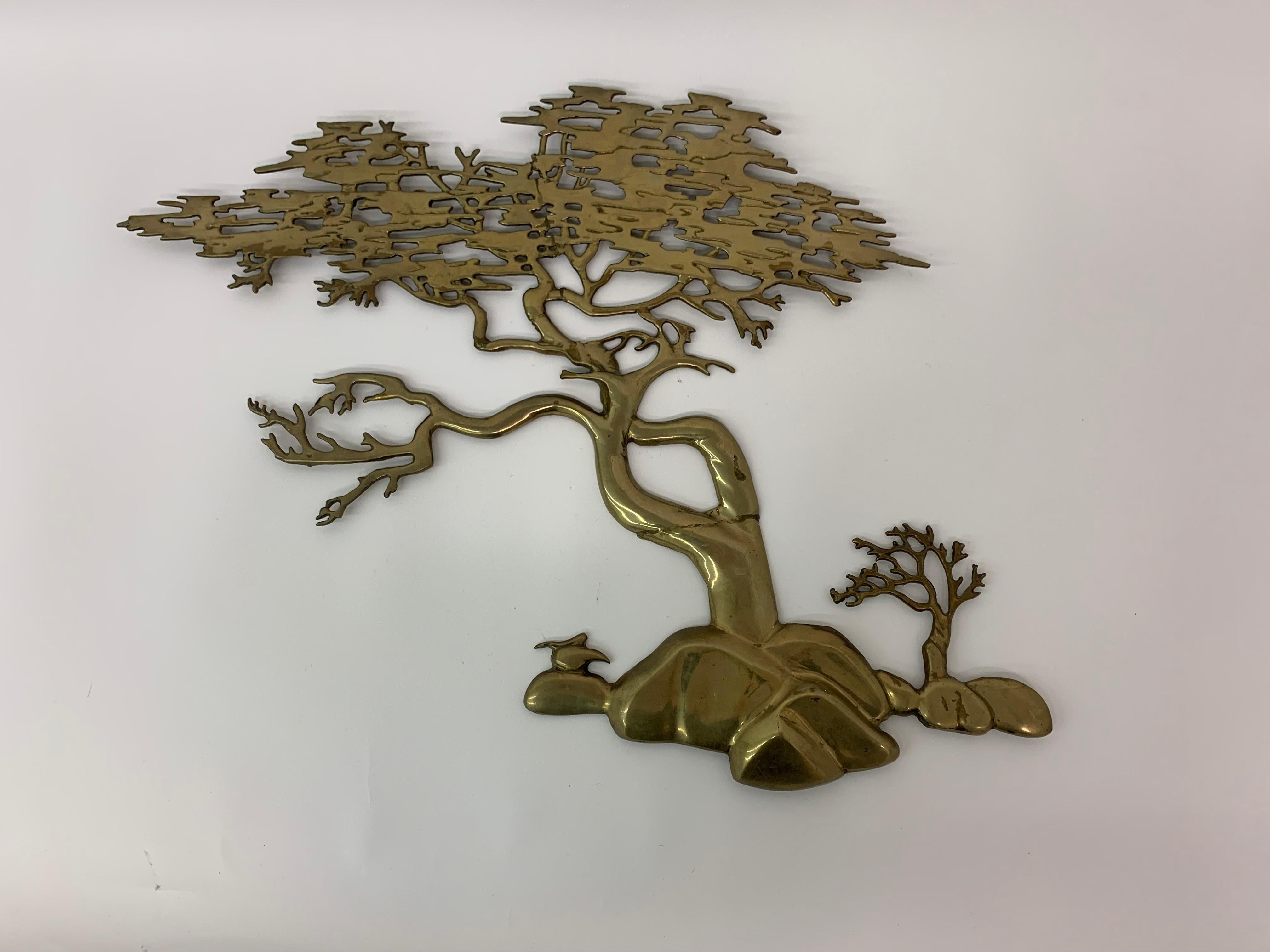 Mid-Century Modern Bijan brass bonsai tree wall sculpture, 1970’s