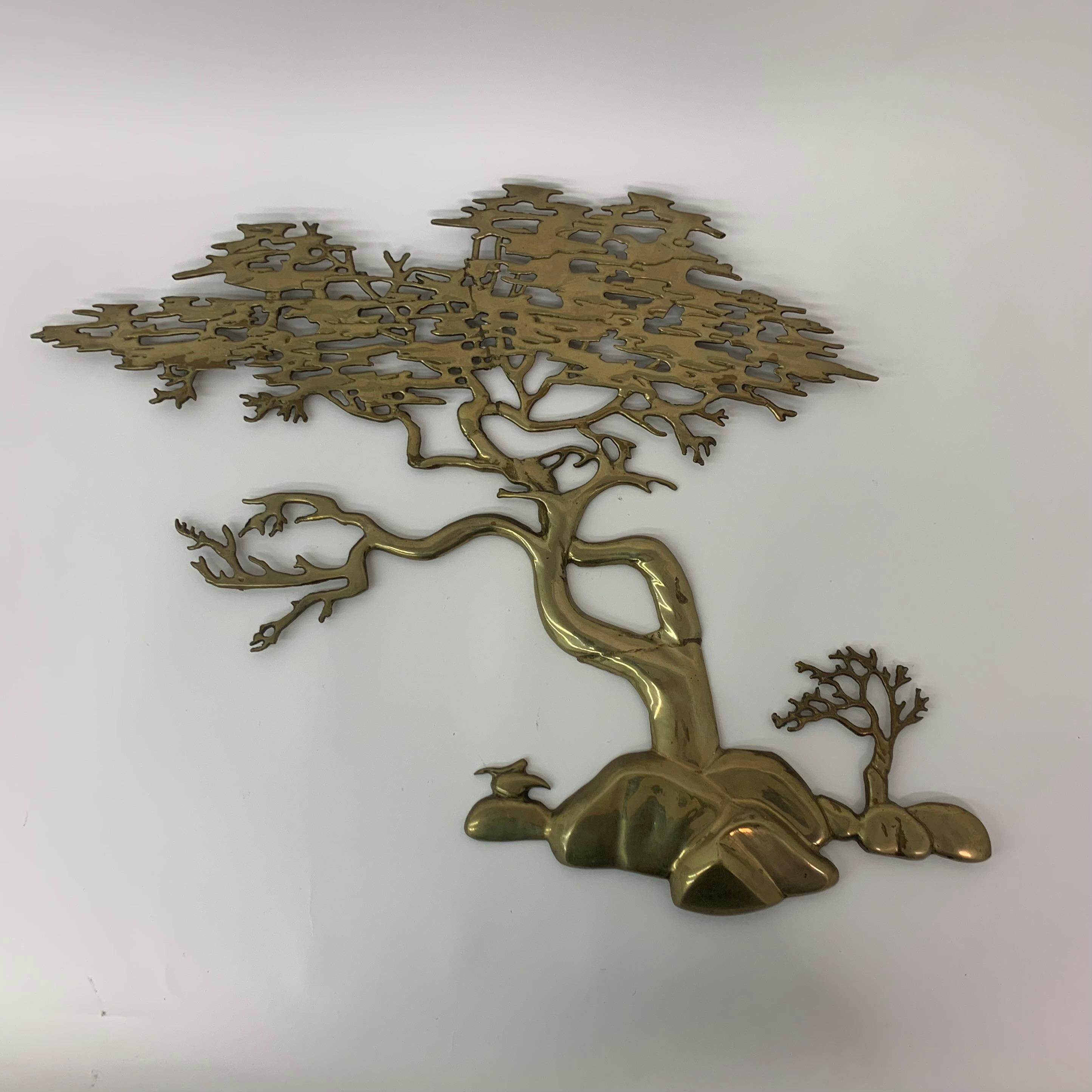 Belgian Bijan brass bonsai tree wall sculpture, 1970’s