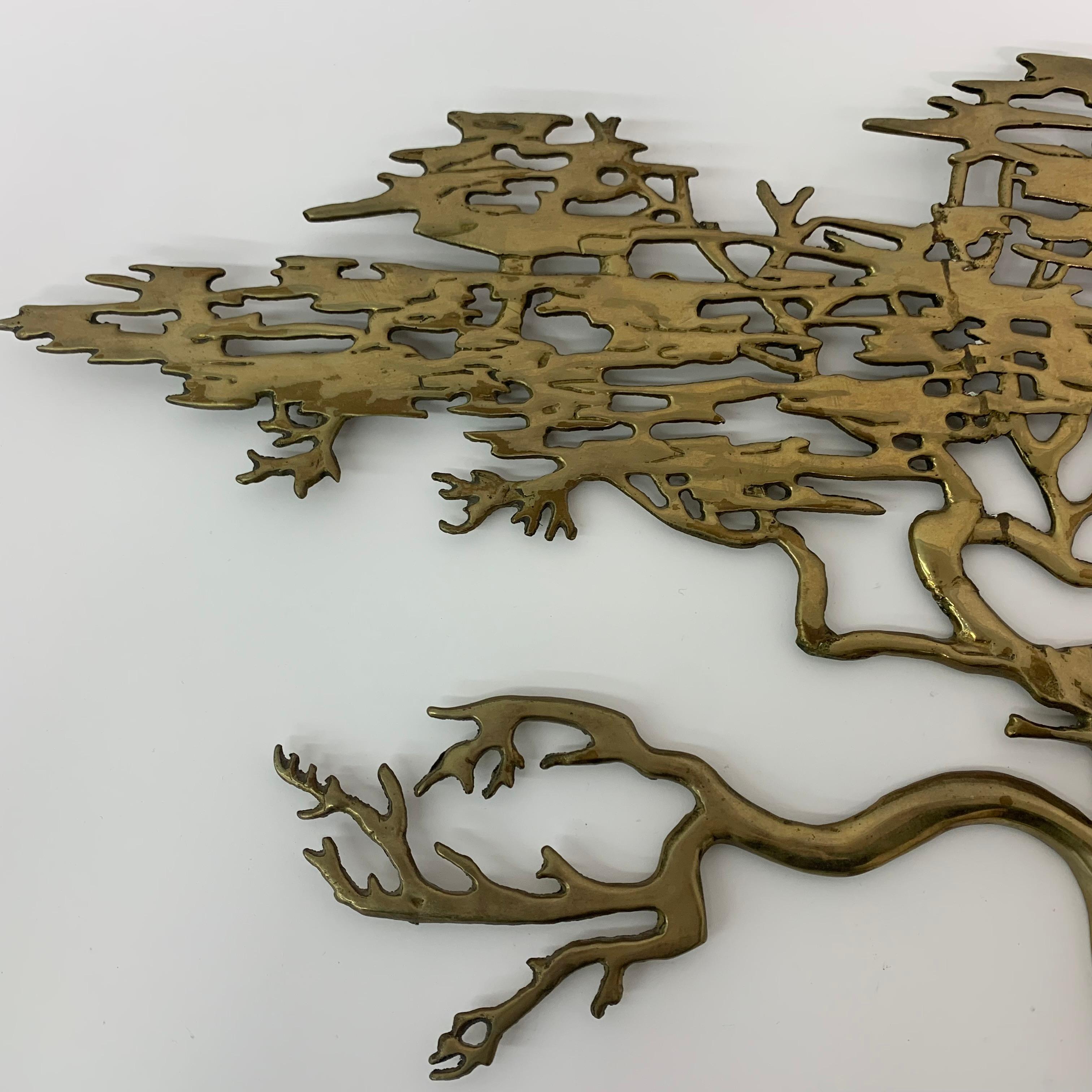 Bijan brass bonsai tree wall sculpture, 1970’s 2