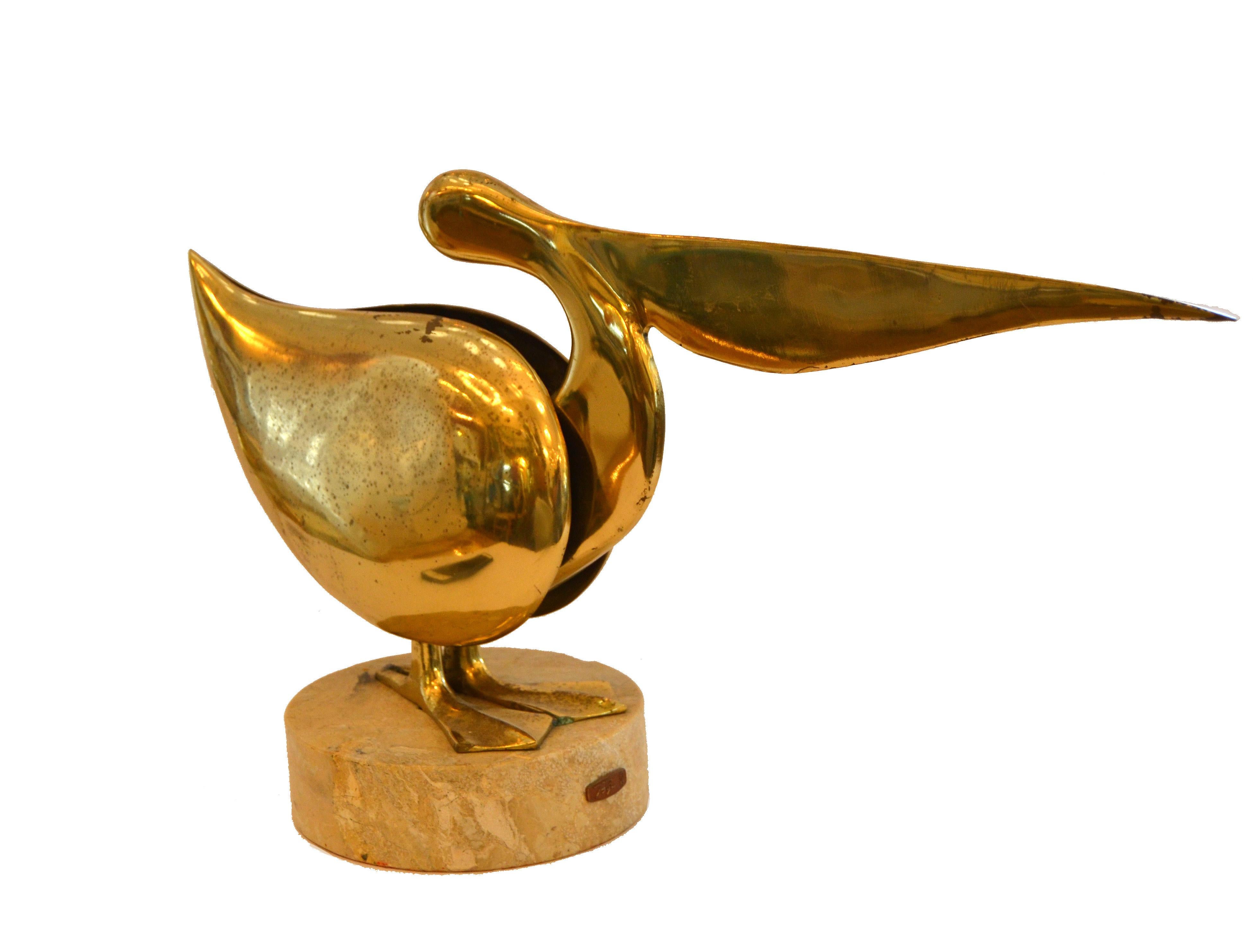 Mid-Century Modern Sculpture de pélican en laiton Bijan, années 1980