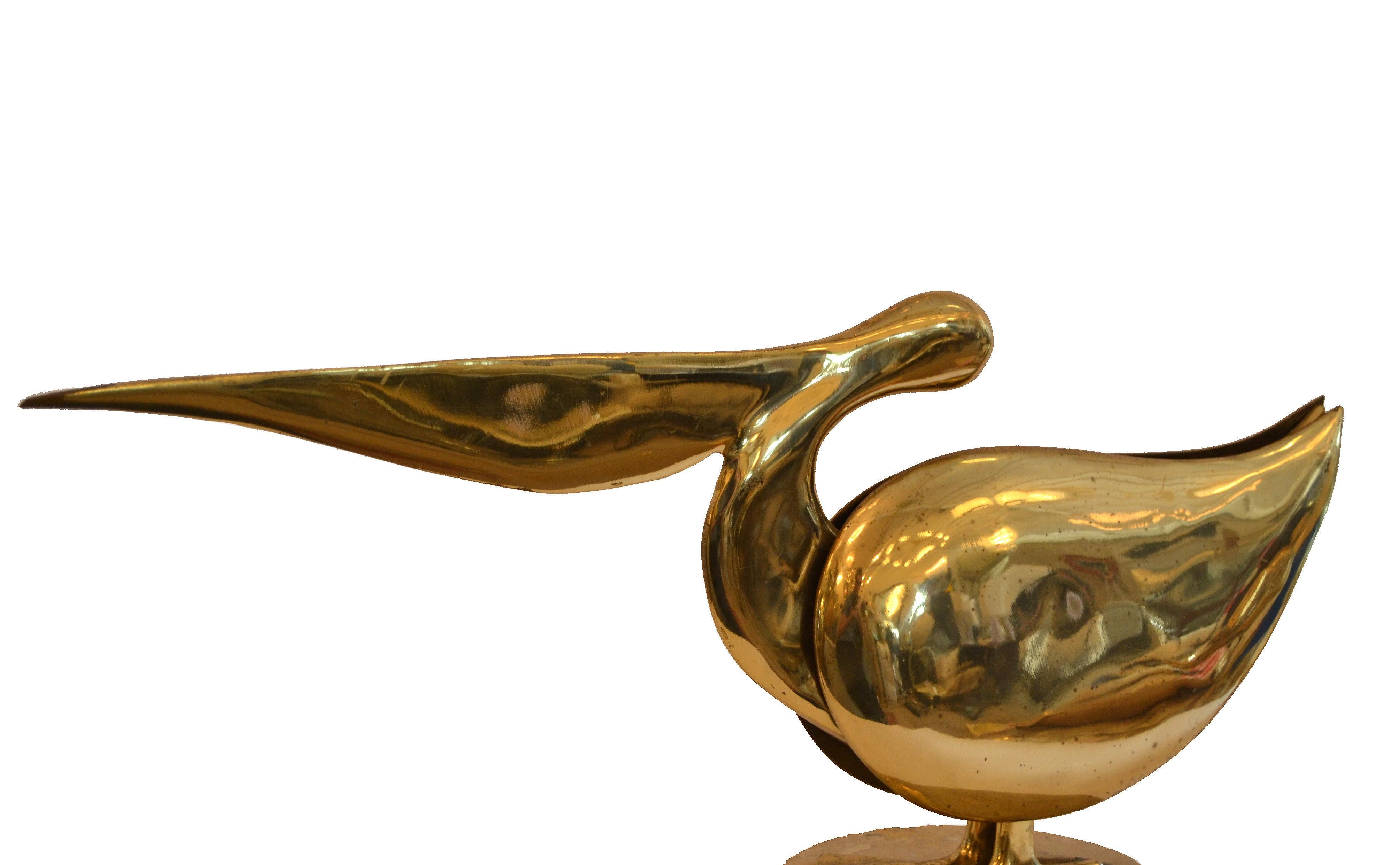 Américain Sculpture de pélican en laiton Bijan, années 1980
