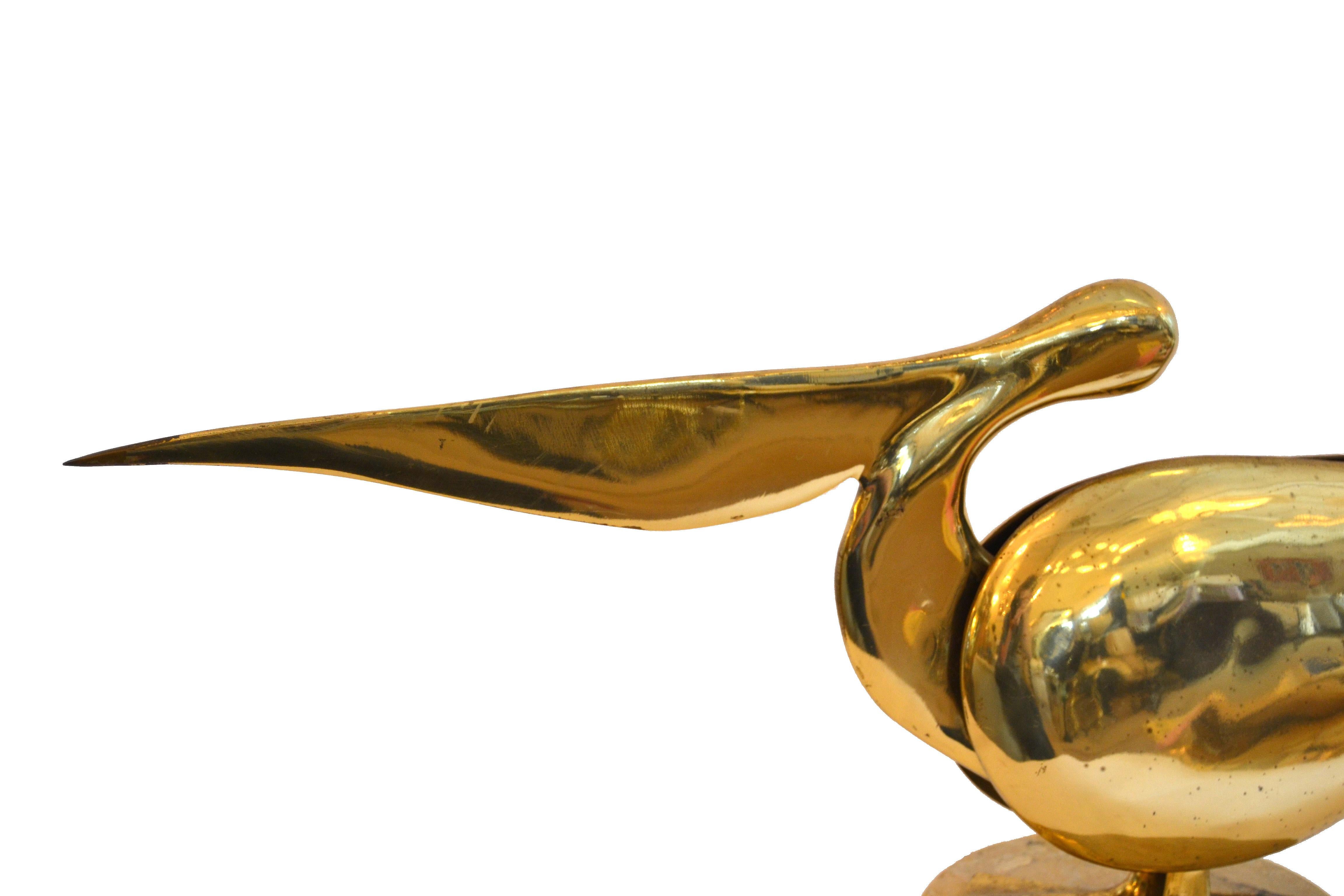 20ième siècle Sculpture de pélican en laiton Bijan, années 1980