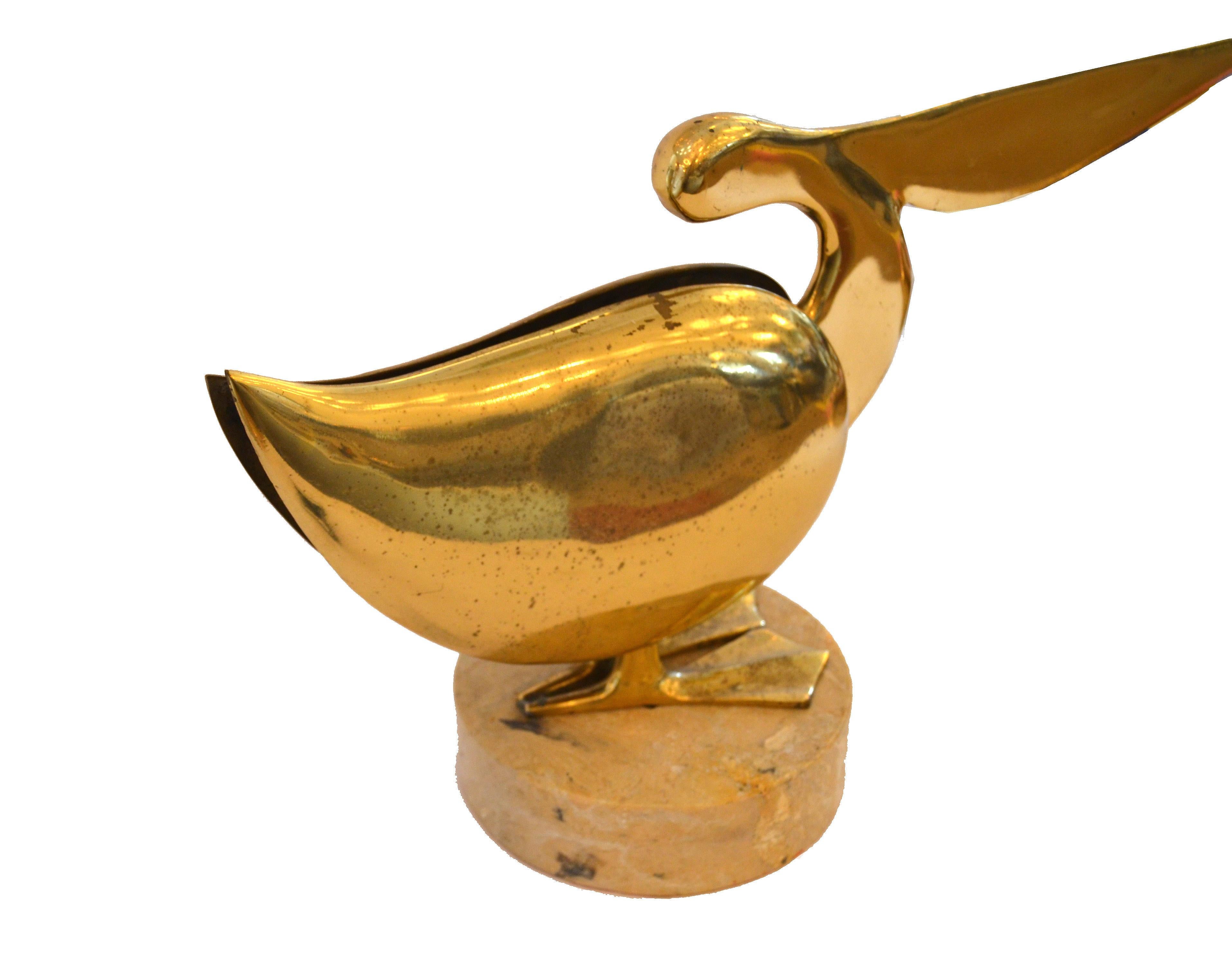 Laiton Sculpture de pélican en laiton Bijan, années 1980