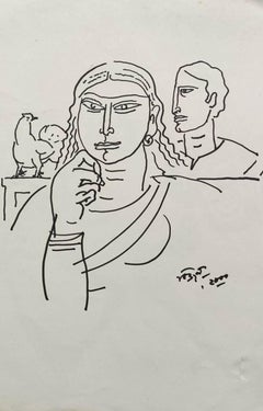 Untitled, Ink on Paper, Black, White by Modern Indian Artist "In Stock"