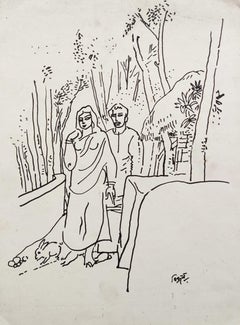 Untitled, Ink on Paper, Black, White by Modern Indian Artist "In Stock"