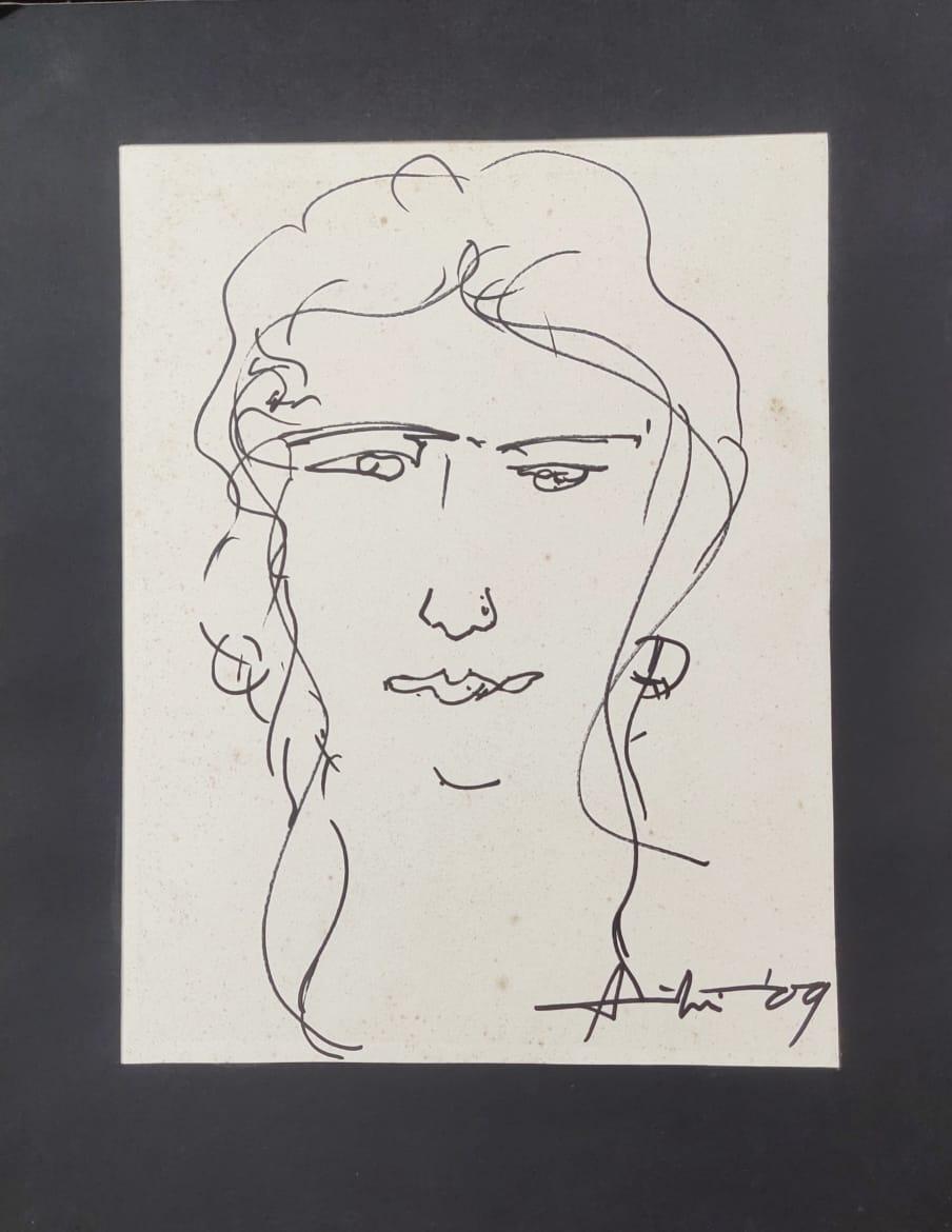 Senza titolo, Inchiostro su carta, nero, bianco, colore di un artista indiano moderno "In magazzino".