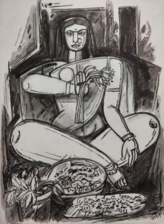 Untitled, Mixed Media on Paper, by Modern Indian Artist Bijan Chowdhury-In Stock