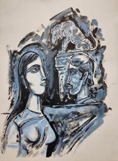 Untitled, Mixed Media on Paper, by Modern Indian Artist Bijan Chowdhury-In Stock