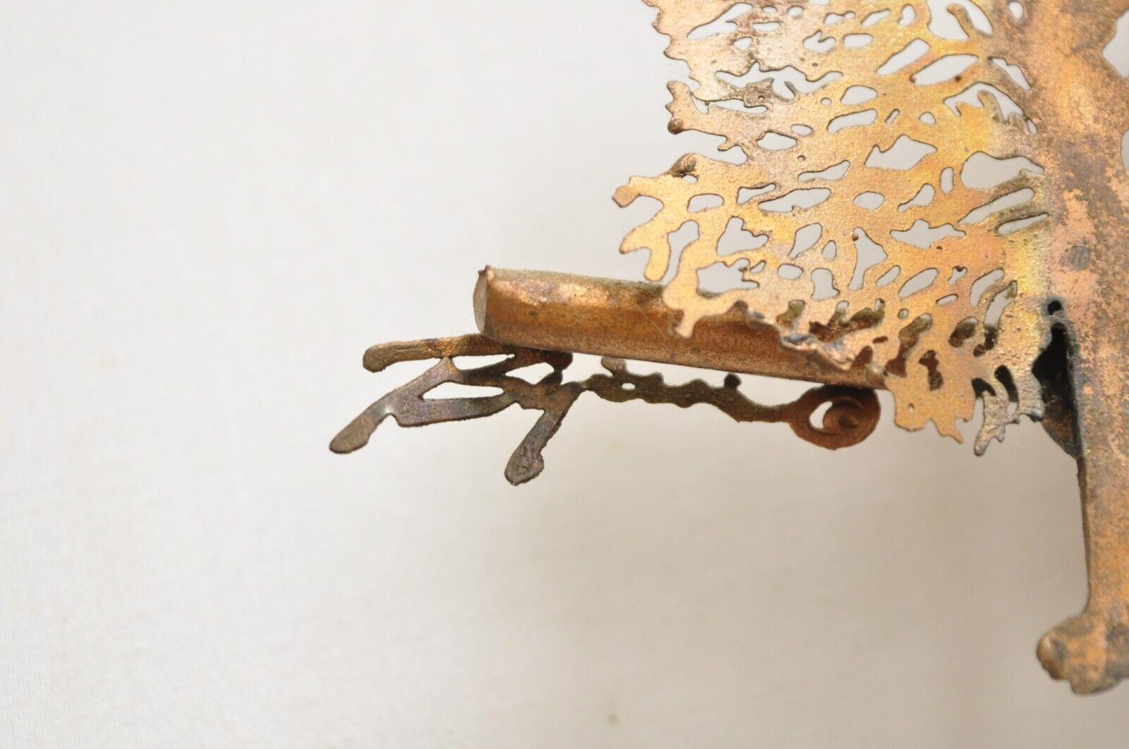 Bijan Mid Century Brutalist Copper Brass Wall Art Sculpture Unicorn Deer Trees 4