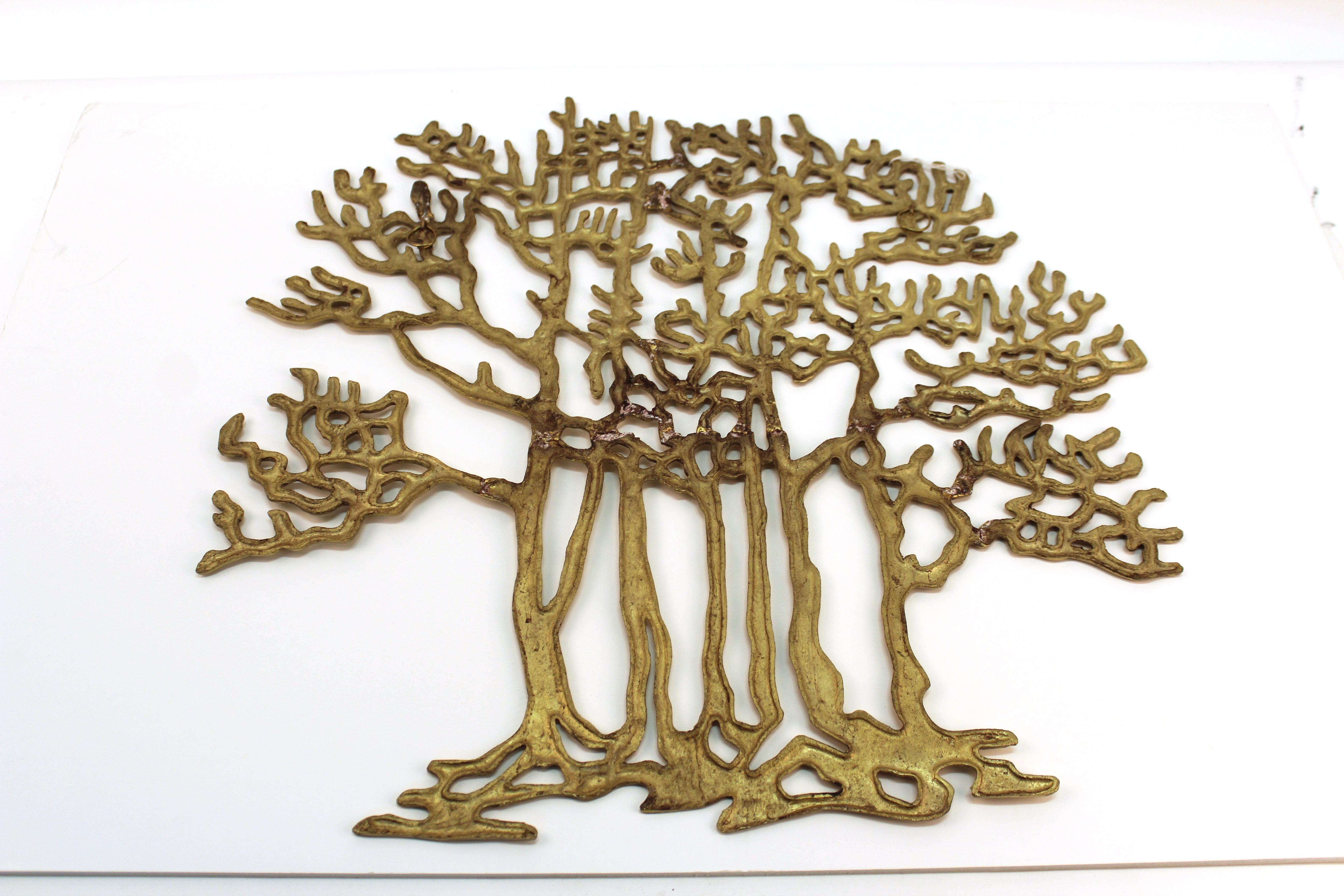 Bijan Modern Brass Tree Wall Sculpture In Good Condition In New York, NY