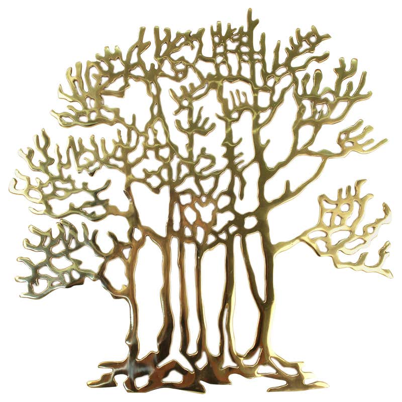 Bijan Brass Tree Wall Sculpture Italy 1980 at 1stDibs | bijan trees