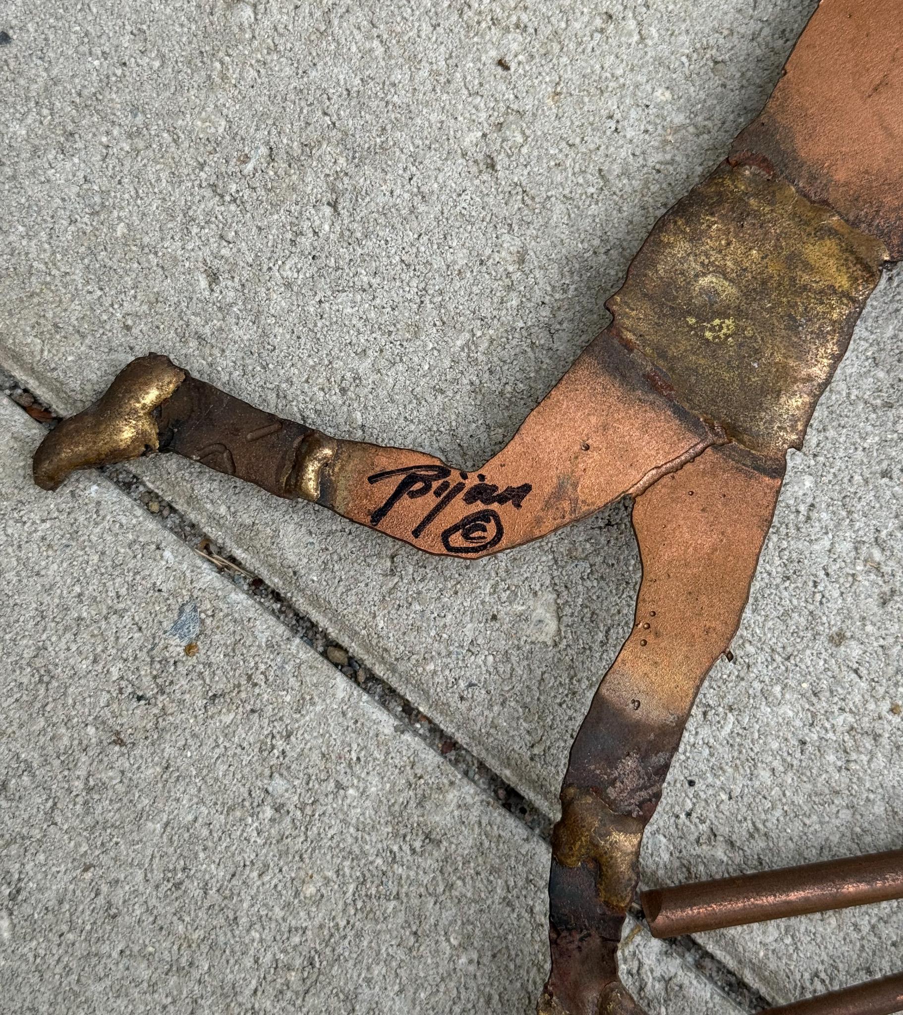 Welded Bijan Signed Mid Century Tennis Wall Sculpture, c.1970