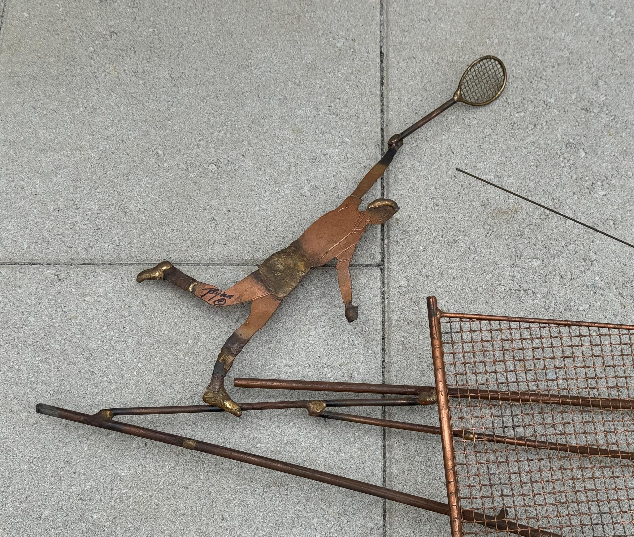 Metal Bijan Signed Mid Century Tennis Wall Sculpture, c.1970