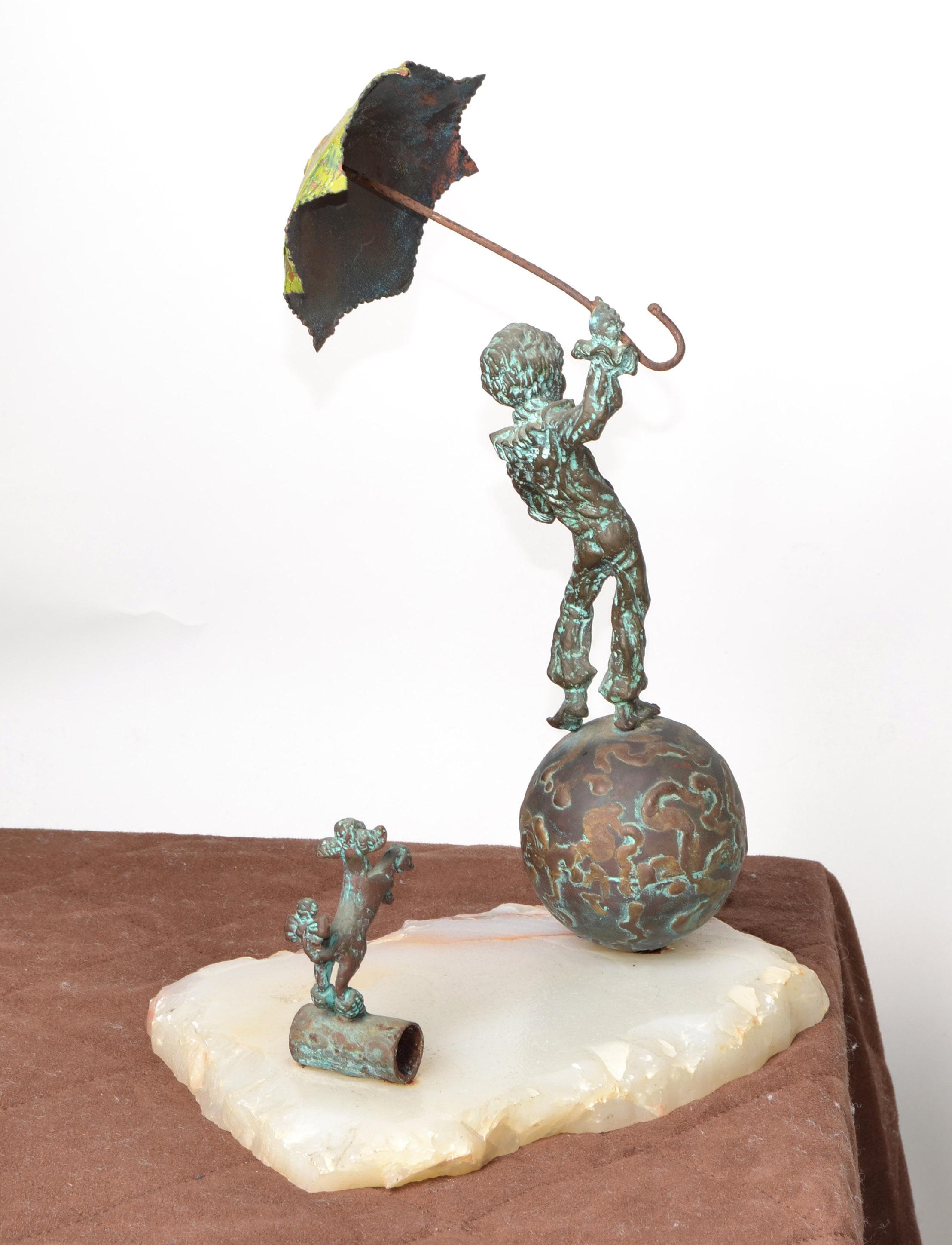 Bijan Studio on Top of the World Bronze Alabaster Sculpture Mid-Century Modern For Sale 4
