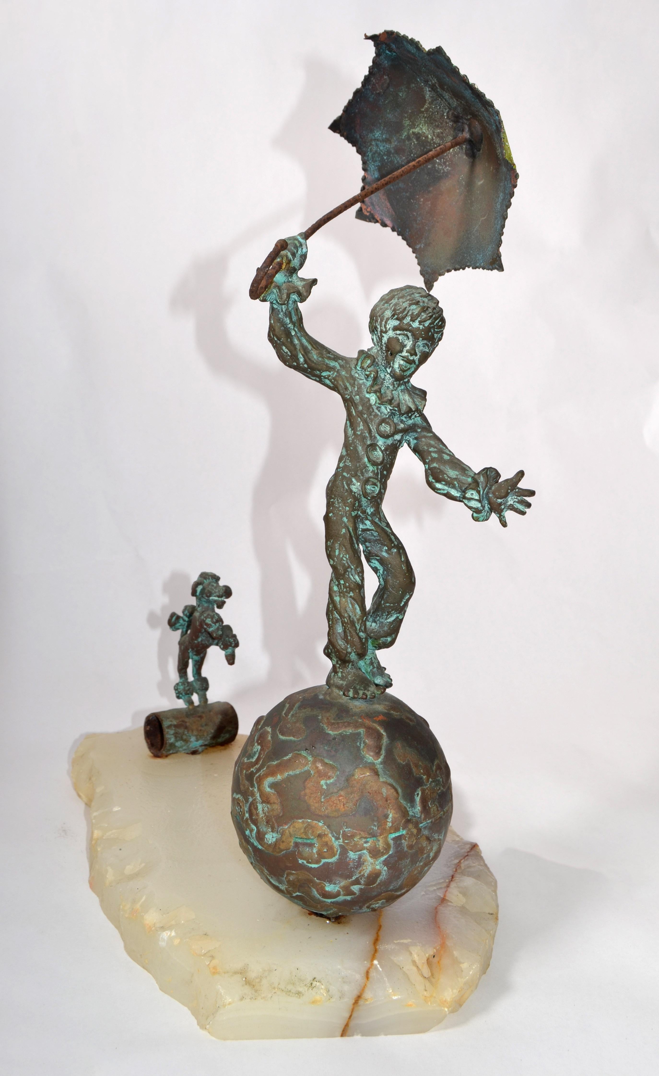 American Bijan Studio on Top of the World Bronze Alabaster Sculpture Mid-Century Modern For Sale