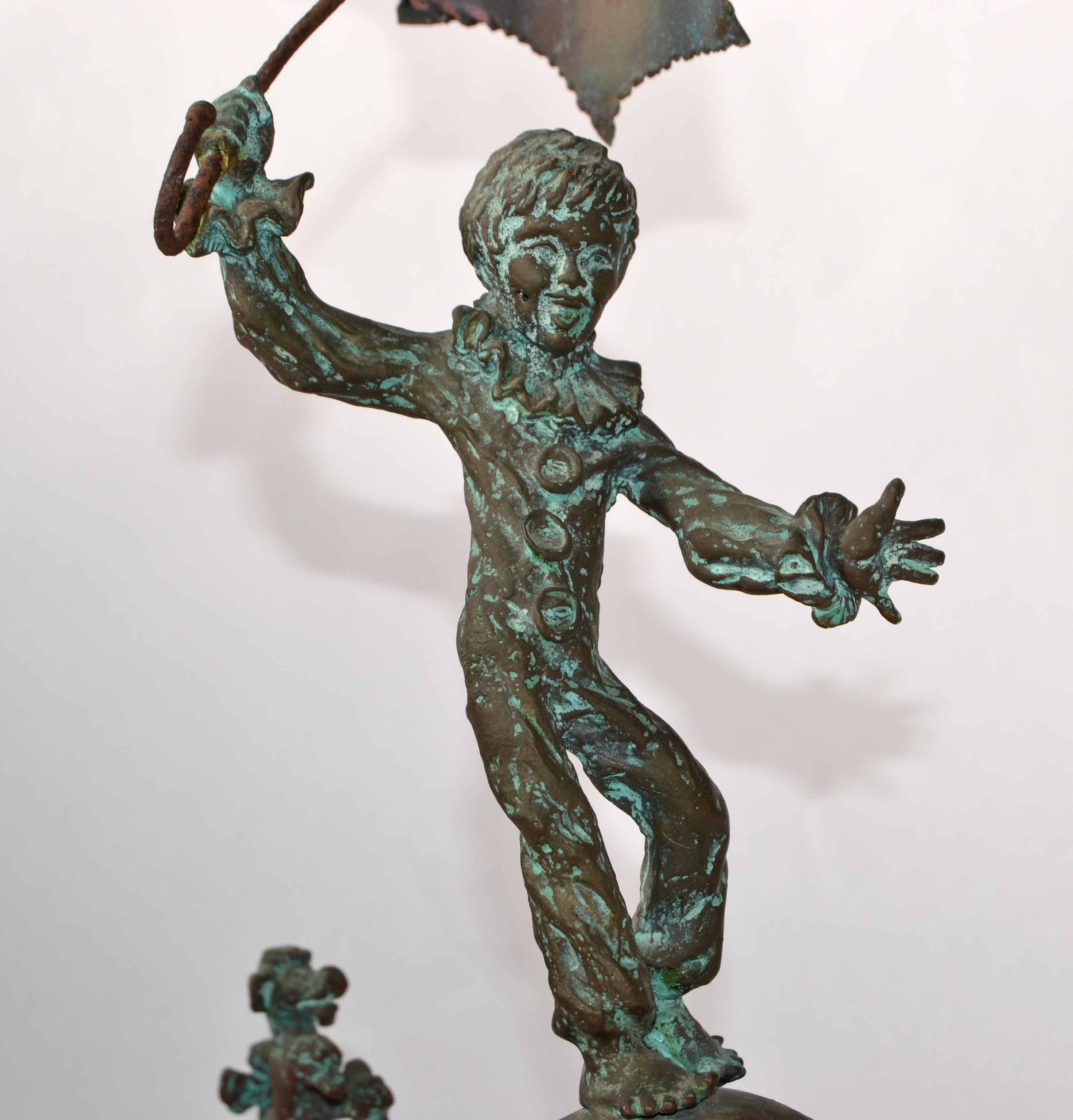 Hand-Crafted Bijan Studio on Top of the World Bronze Alabaster Sculpture Mid-Century Modern For Sale