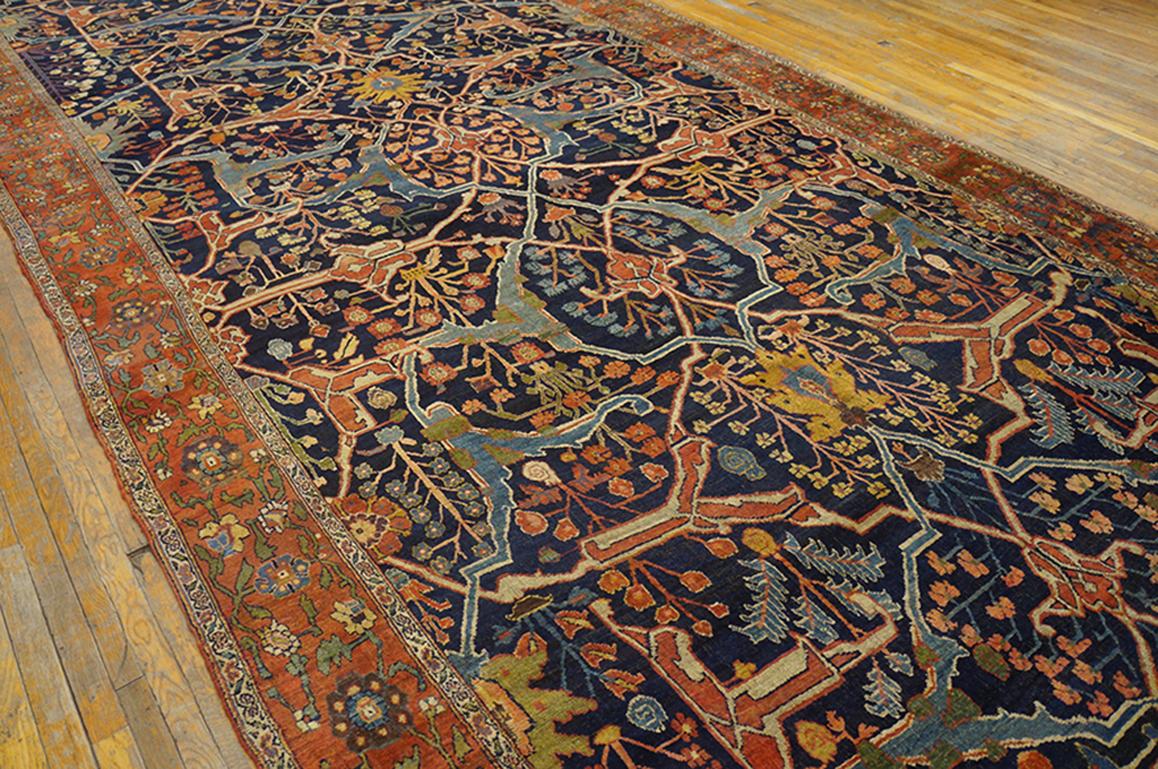 Hand-Knotted 1870s Persian Garrus Bijar Carpet ( 8'10
