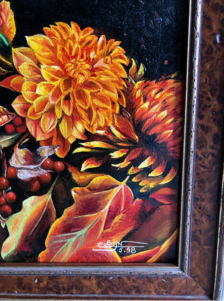Bijn, huile sur toile. Nature morte XXe, signée et datée 6.98 im Angebot 6