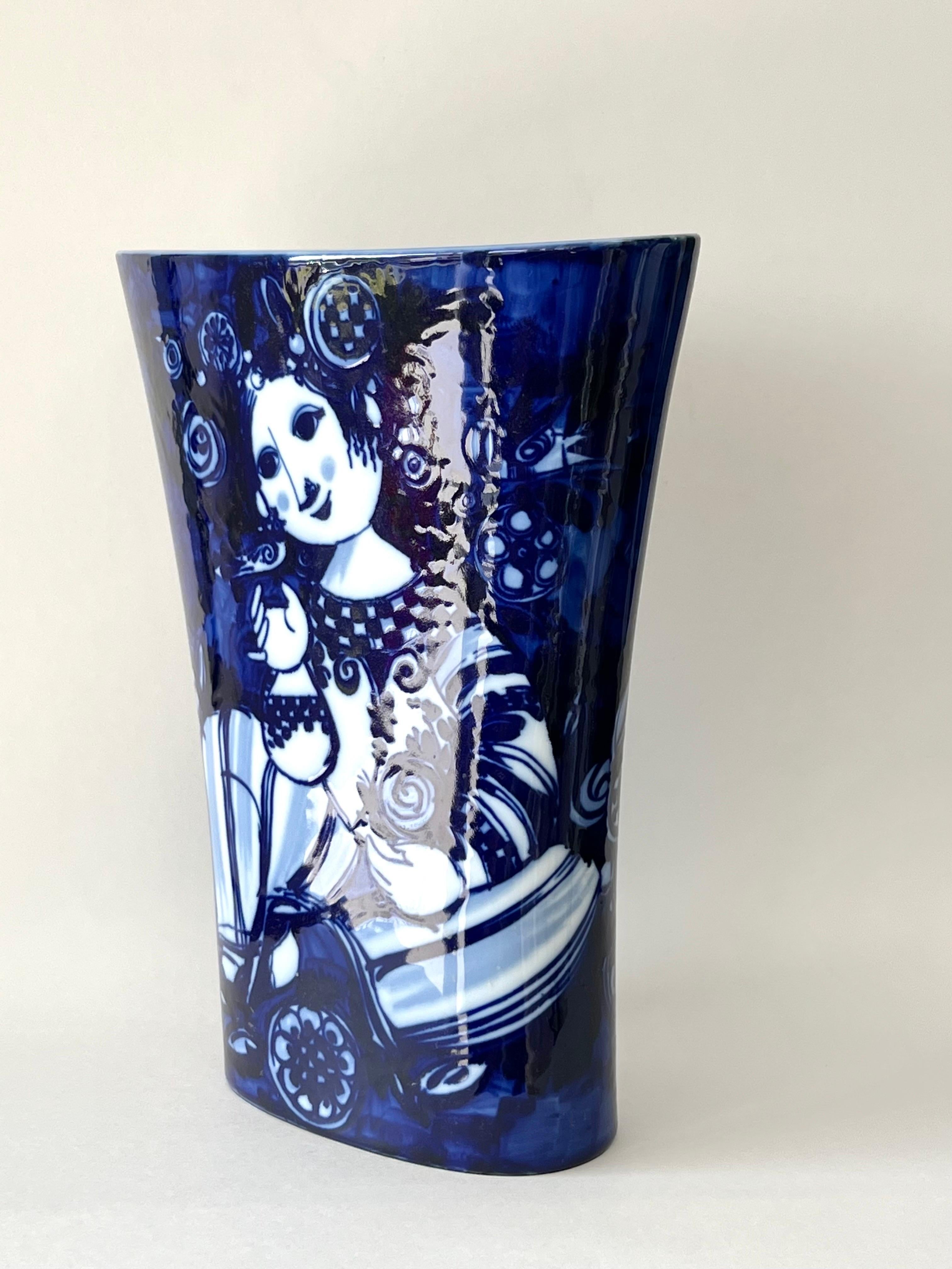 Bijorn Winblad Large Blue Porcelain Vase by Rosenthal In Good Condition In Miami, FL