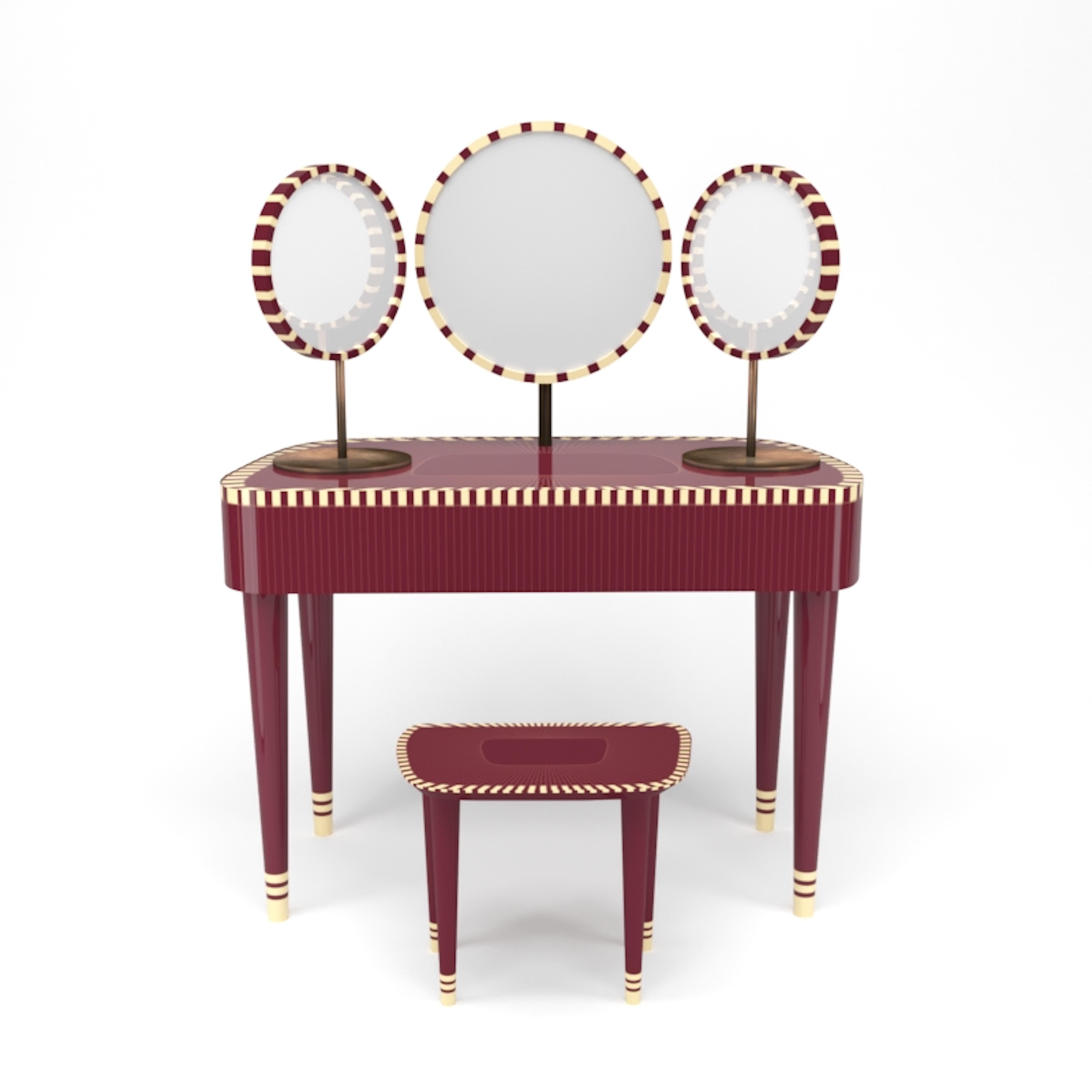 Other Bijou Burgundy Stool by Matteo Cibic for Scarlet Splendour For Sale