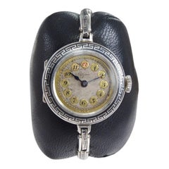 Bijou by Racine Sterling Silver and Niello Ladies Art Deco Wristwatch circa 1915