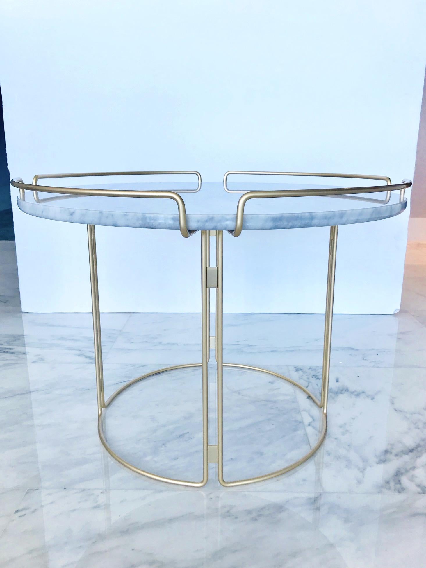Bijou End Table in Marble and Matte Gold by Roche Bobois 2