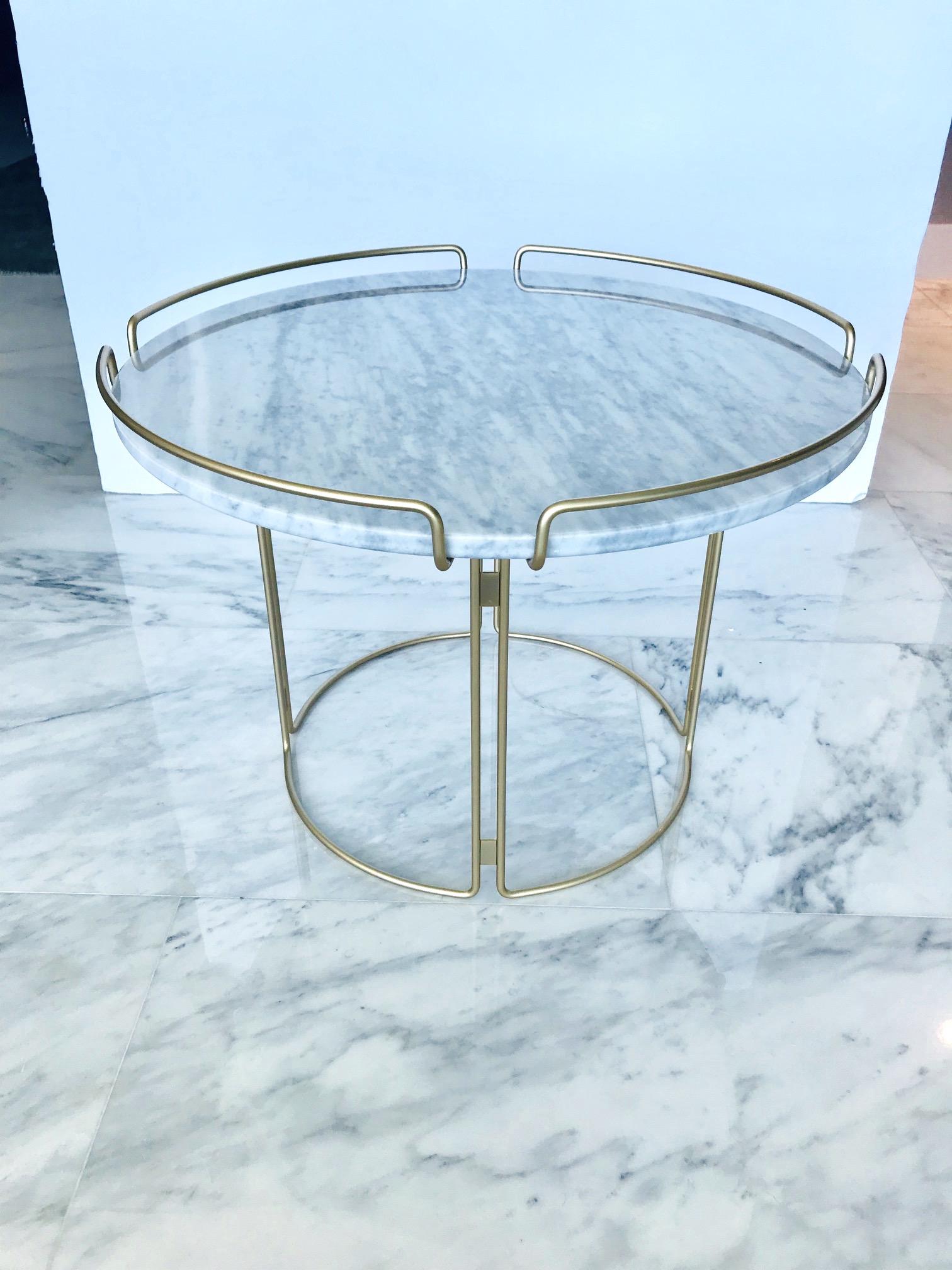 Bijou End Table in Marble and Matte Gold by Roche Bobois 1