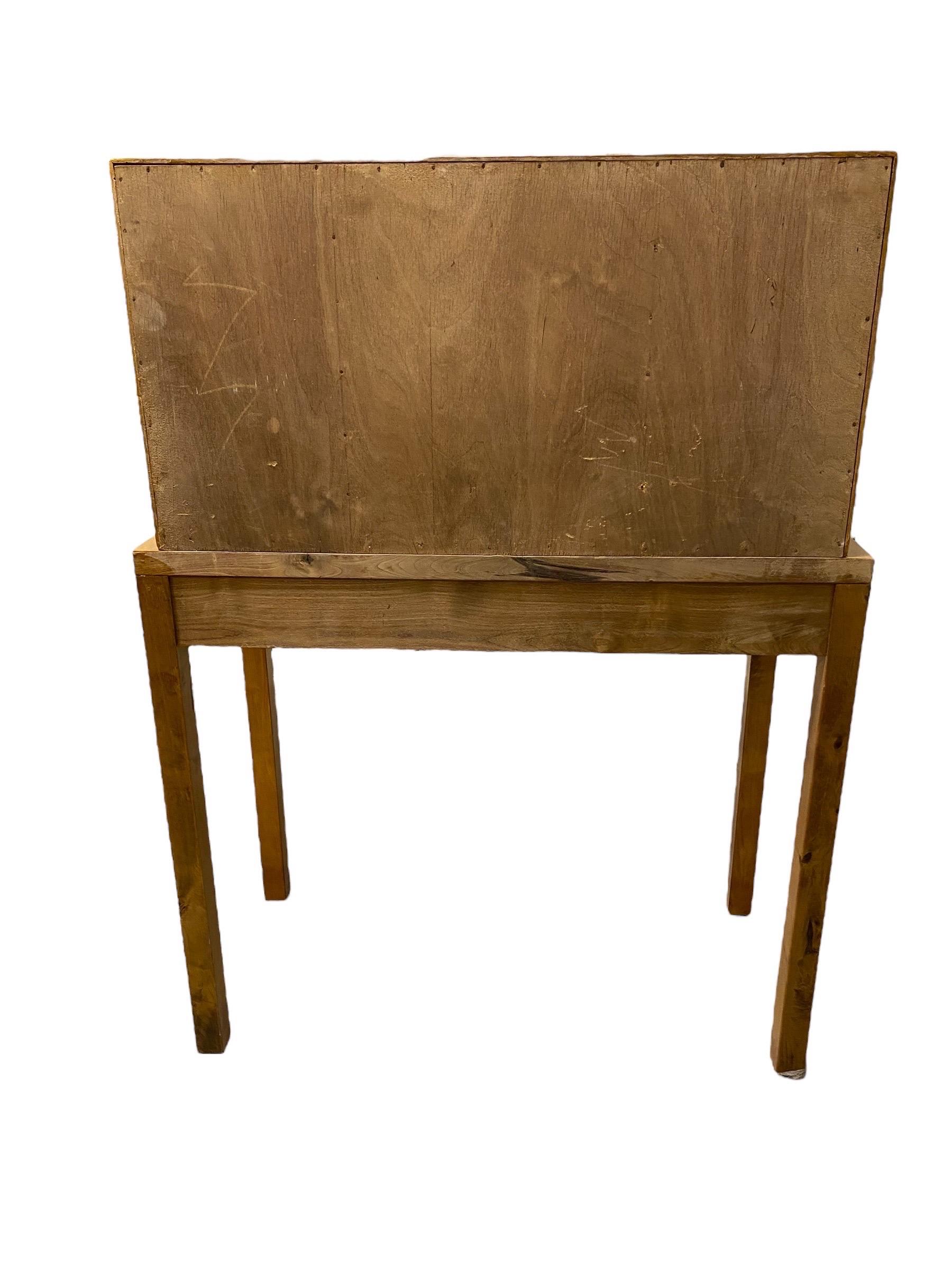 Bijou Functionalist Finnish Design Folding Secretaire, Flame Birch, 1940s For Sale 7