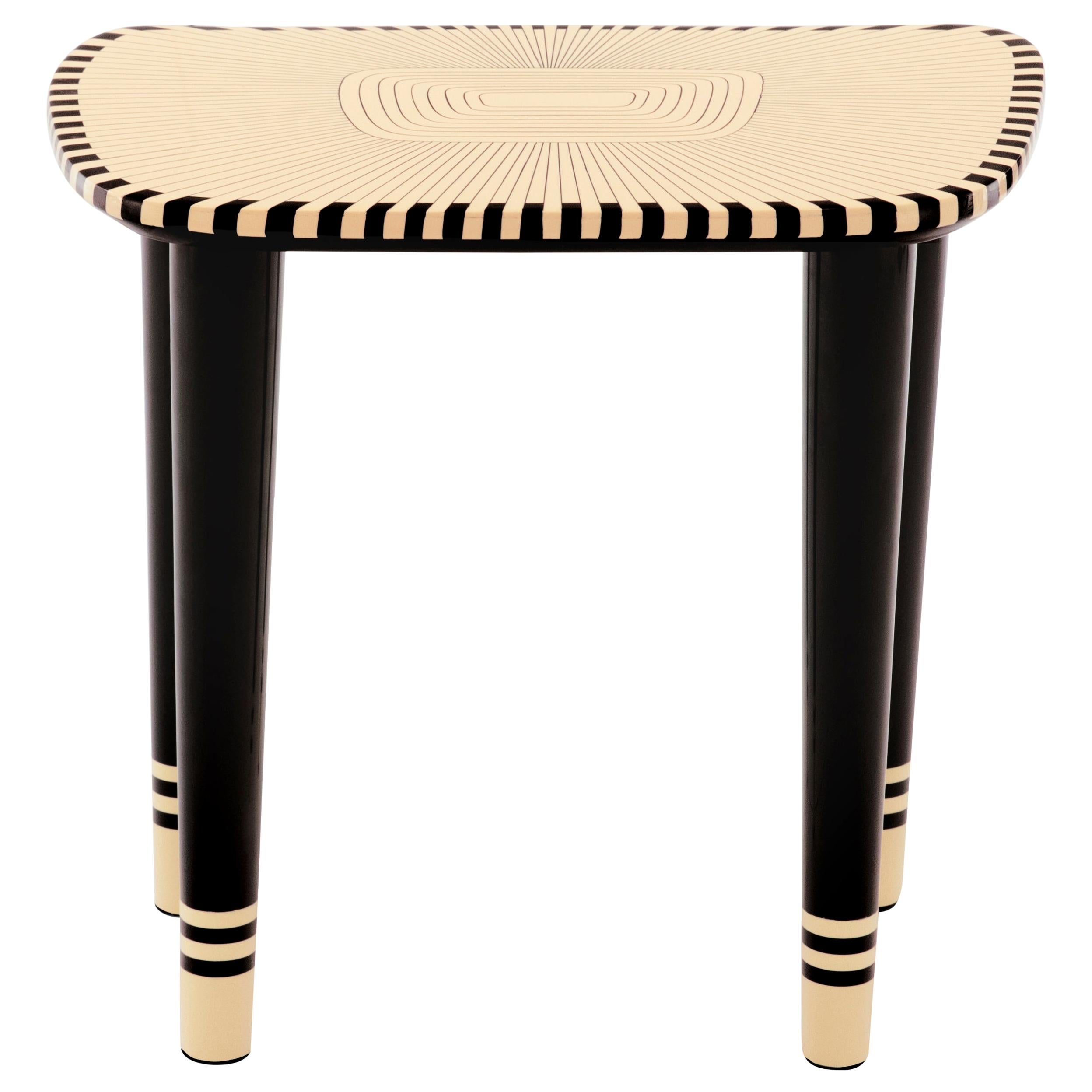 Bijou Marquetry Stool Black and White by Matteo Cibic