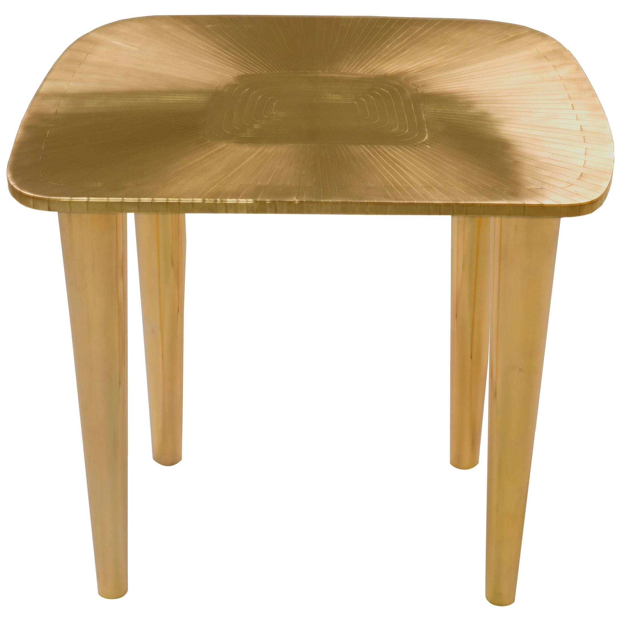 Bijou Marquetry Stool in Brass by Matteo Cibic For Sale