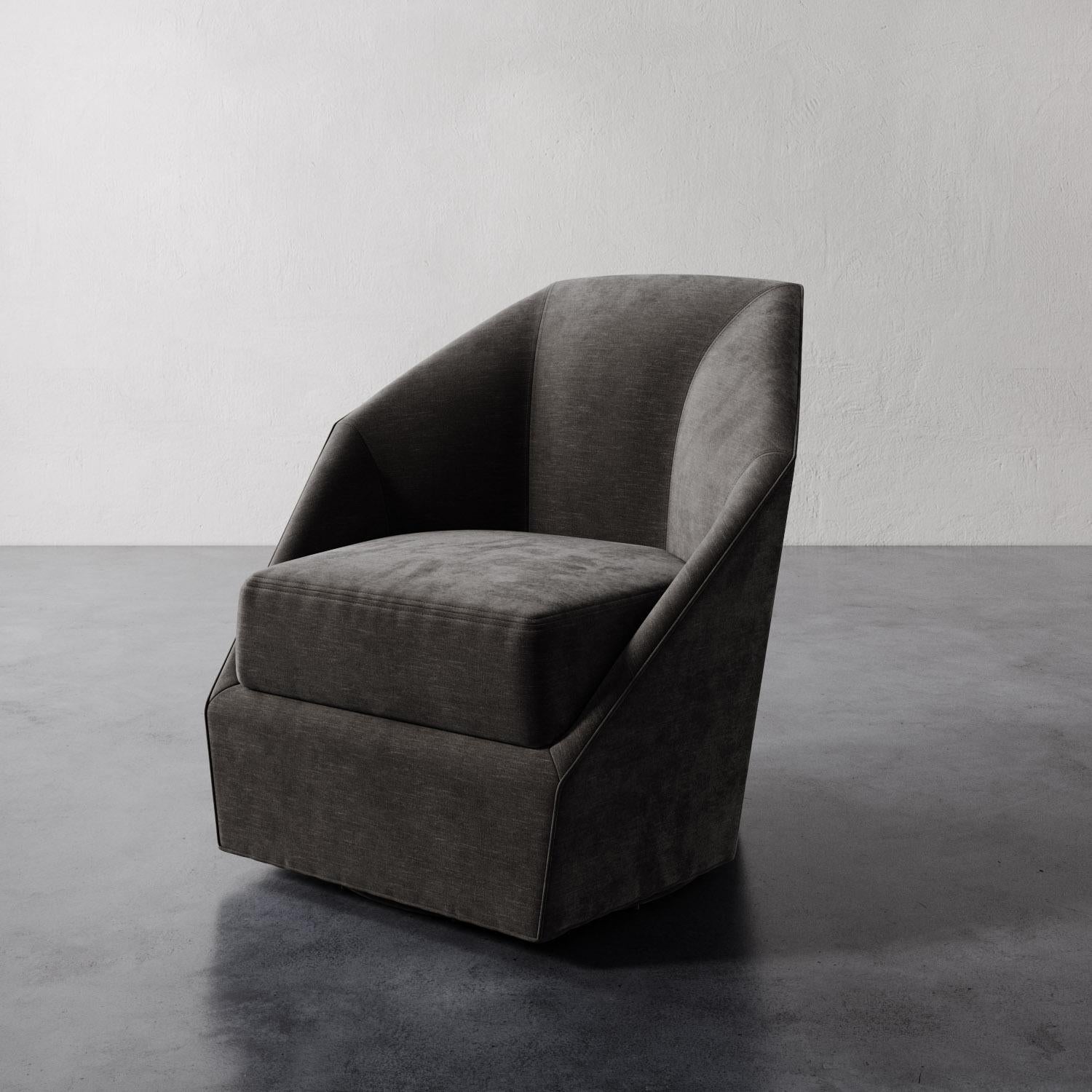 American Bijou Swivel Chair in Plush Velvet by Christiane Lemieux For Sale