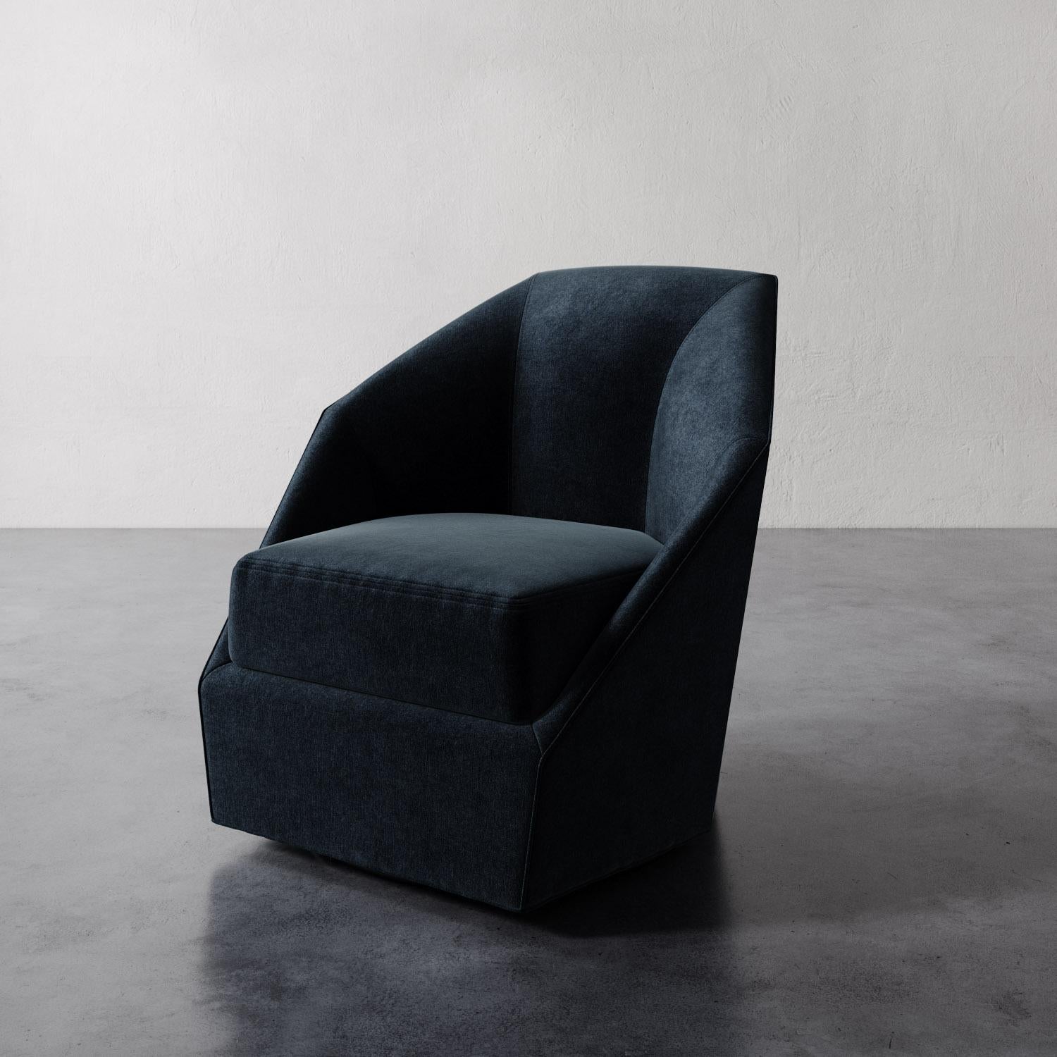 Hand-Crafted Bijou Swivel Chair in Plush Velvet by Christiane Lemieux For Sale