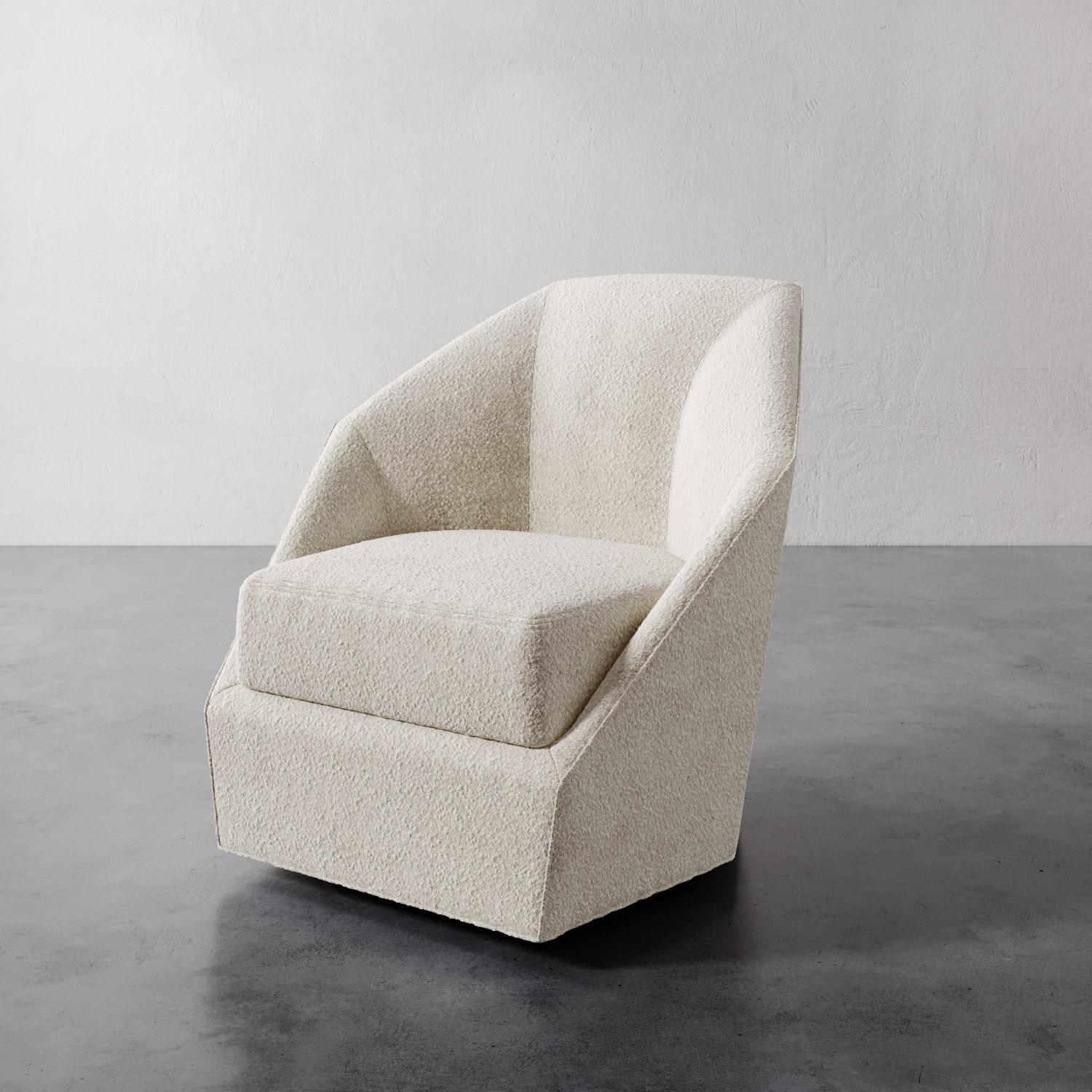 Hand-Crafted Bijou Swivel Chair in Luxe Berbers/ Bouclés by Christiane Lemieux For Sale