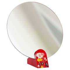 Bijou Vibrant Red Vanity Mirror mit floralen handgefertigten Intarsien-Muster