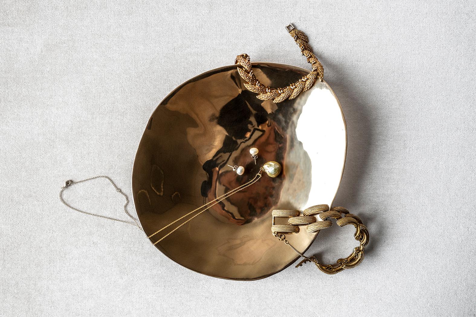 Cast Bijoux Bowl / Conversation Piece / Handcasted Solid Bronze Tray For Sale