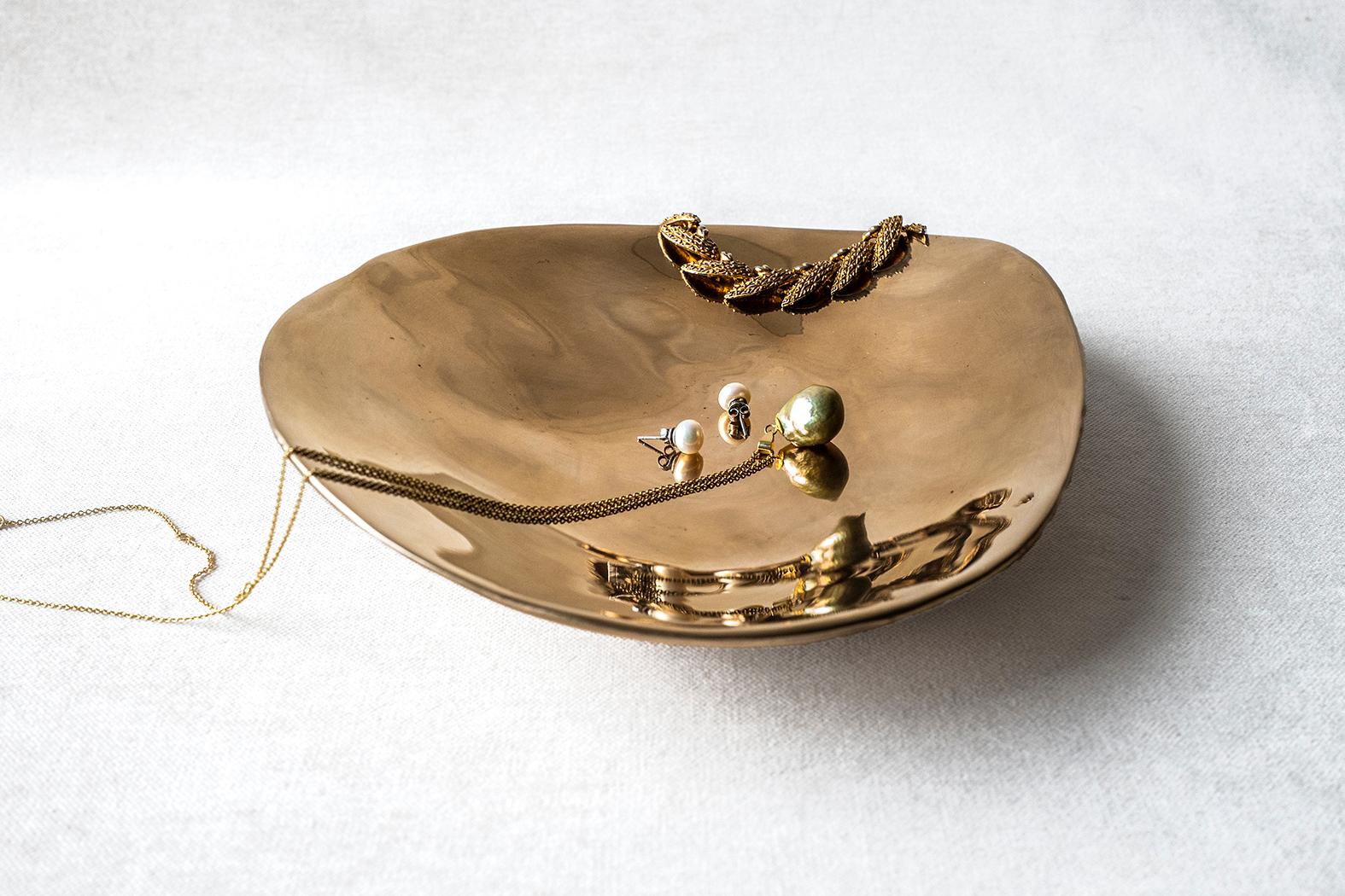Contemporary Bijoux Bowl / Conversation Piece / Handcasted Solid Bronze Tray For Sale