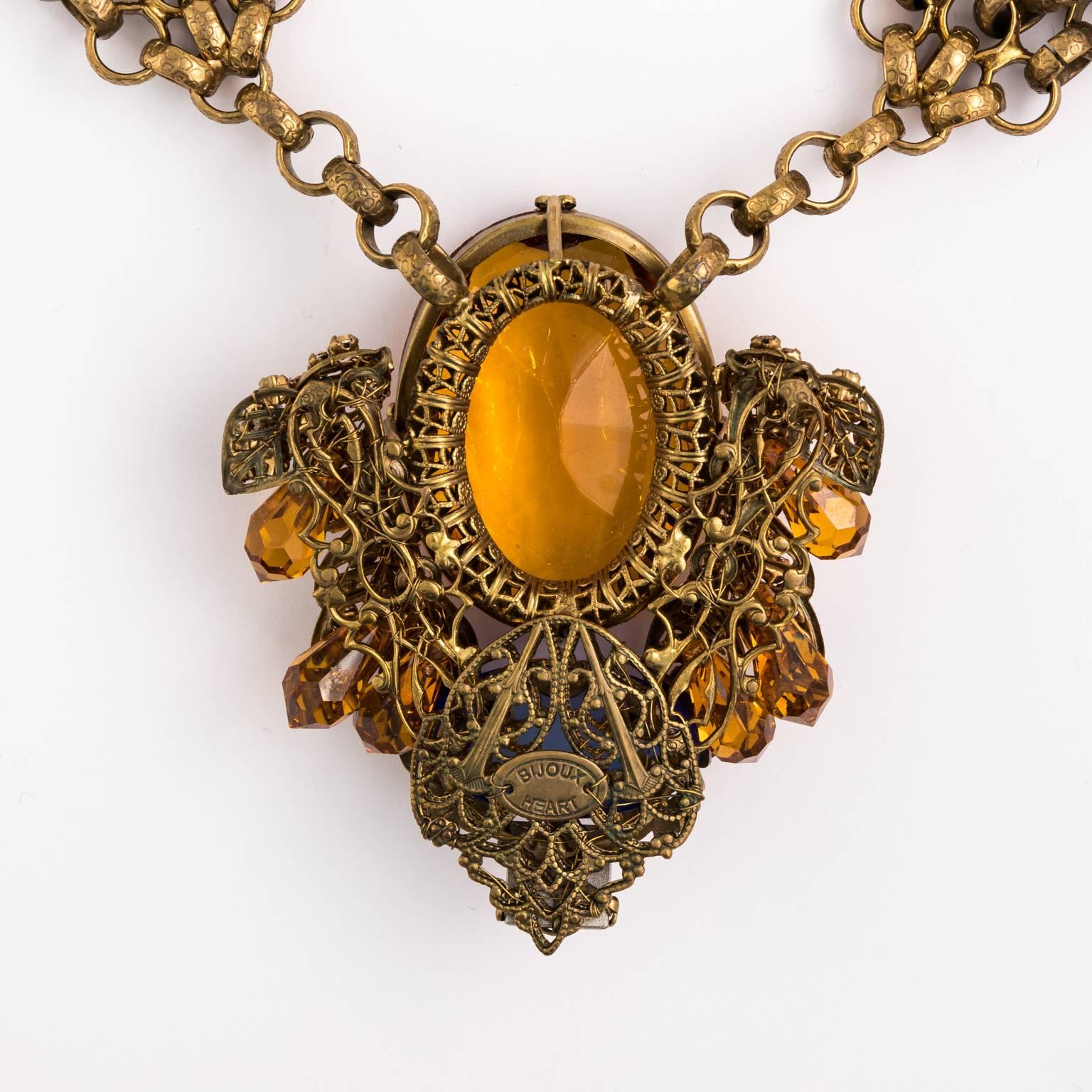 Bijoux Heart Necklace with Large Citrine Glass Centre Piece by Dita Von Teese 2