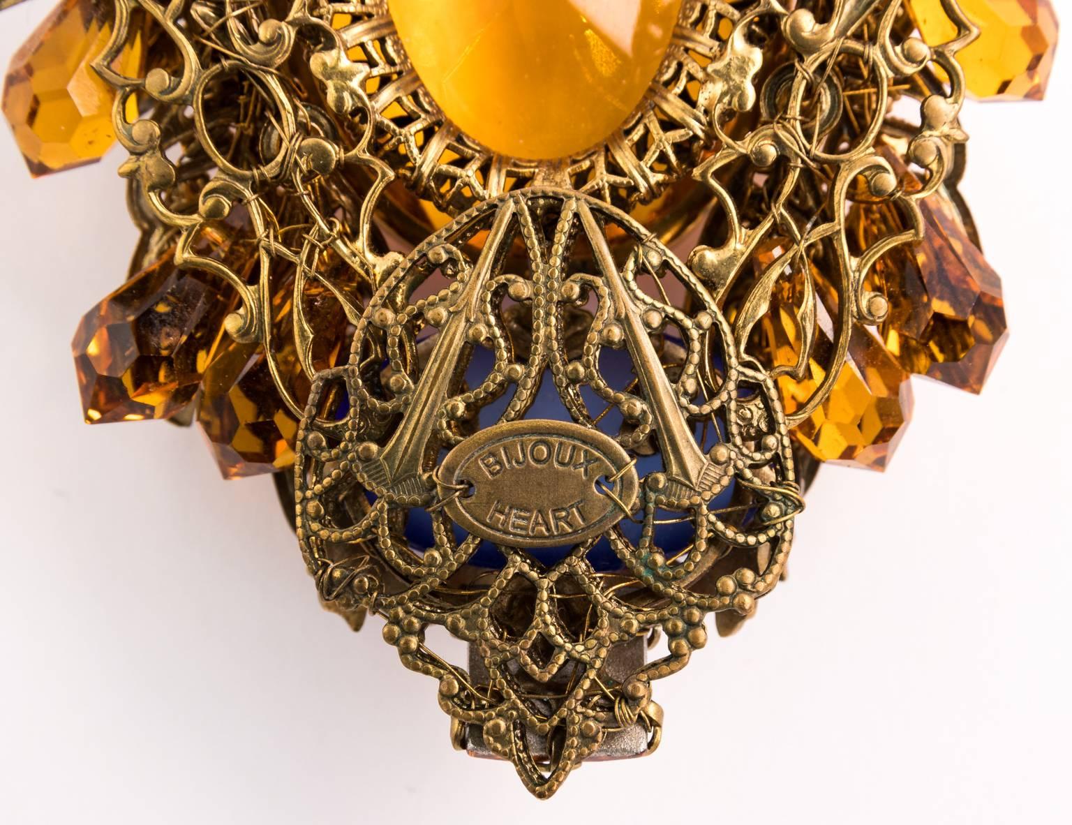 Bijoux Heart Necklace with Large Citrine Glass Centre Piece by Dita Von Teese 3