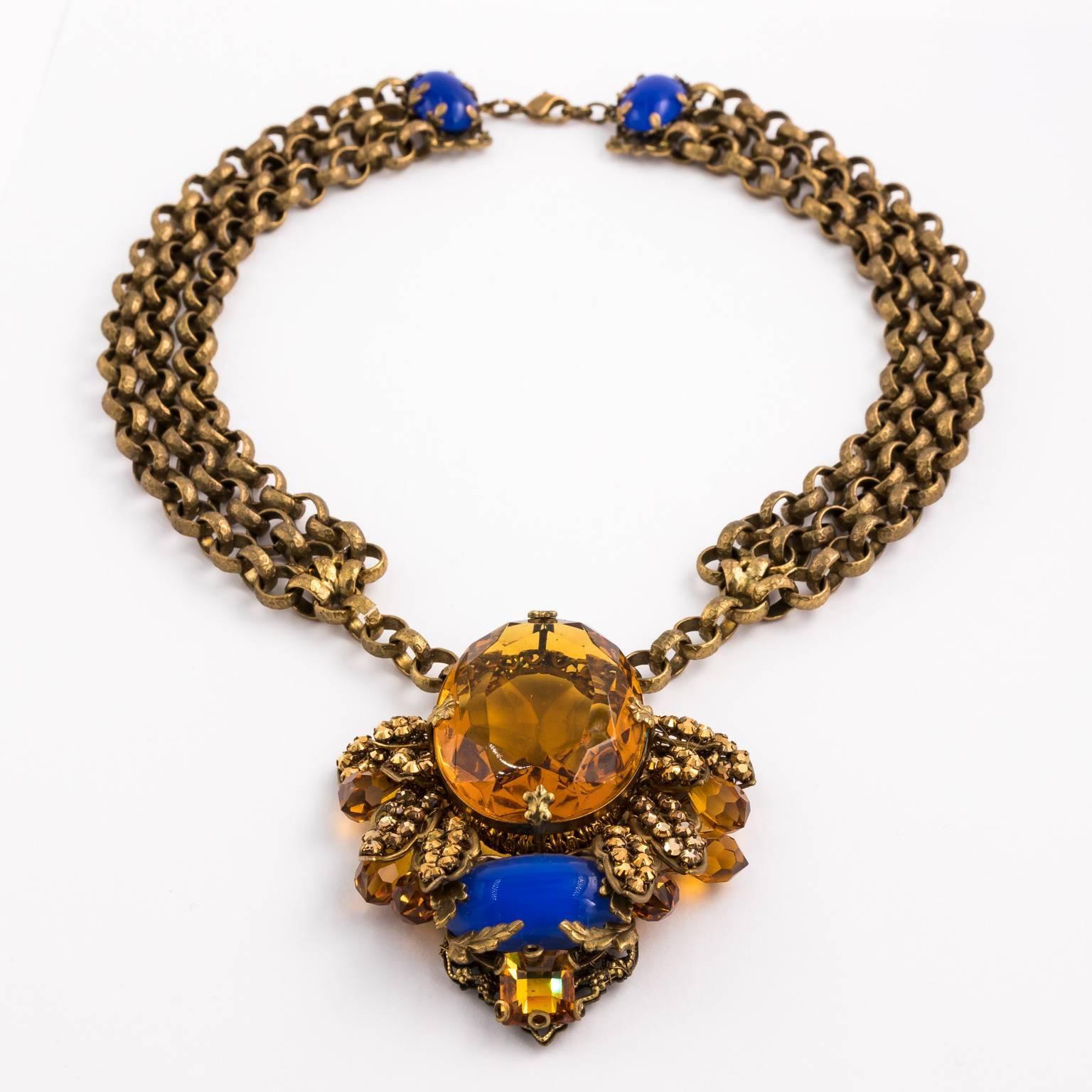 Bijoux Heart Necklace with Large Citrine Glass Centre Piece by Dita Von Teese 4
