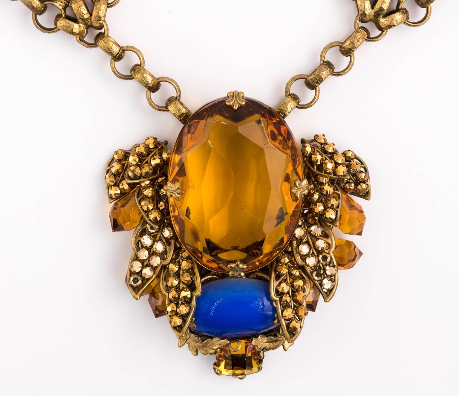 Bijoux Heart Necklace with Large Citrine Glass Centre Piece by Dita Von Teese 5