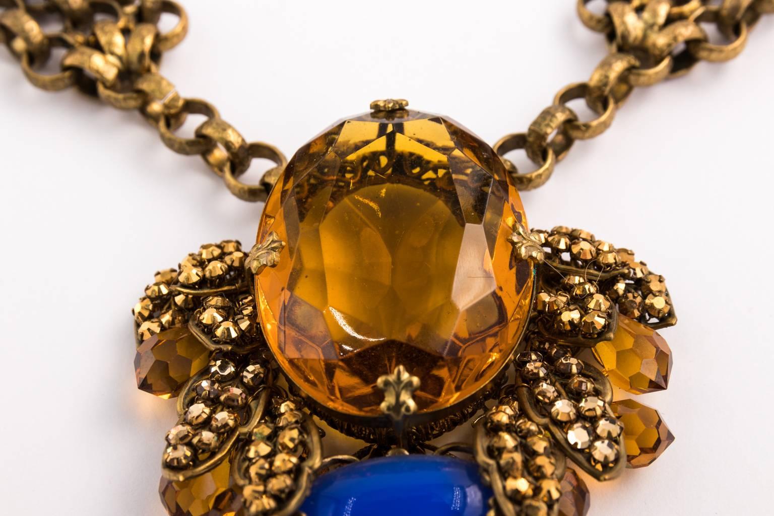 Bijoux Heart Necklace with Large Citrine Glass Centre Piece by Dita Von Teese 10