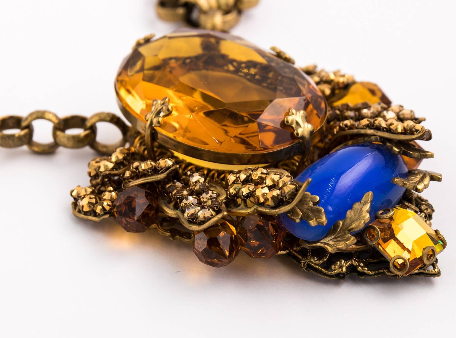 Bijoux Heart Necklace with Large Citrine Glass Centre Piece by Dita Von Teese 11